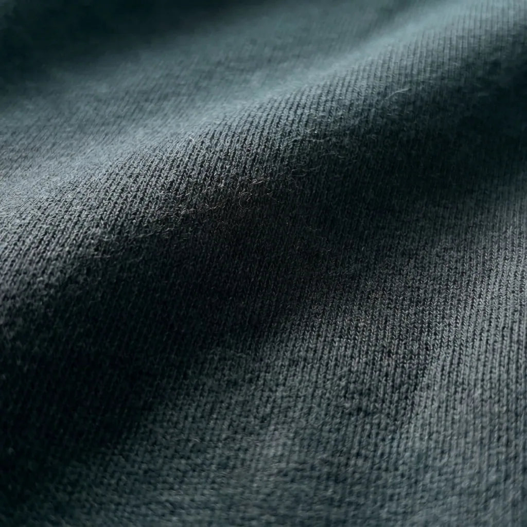 400GSM peacock teal cotton knit, close-up