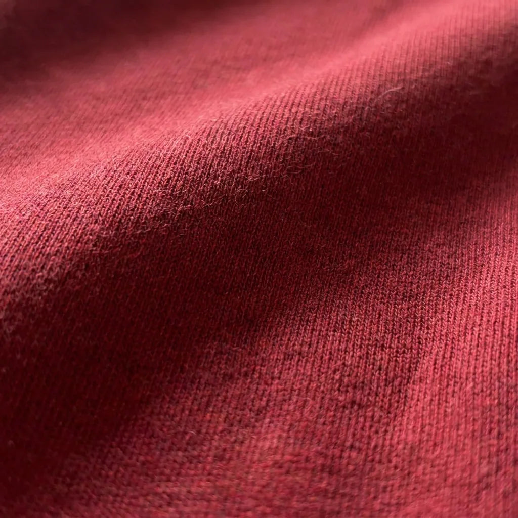400GSM pomegranate red cotton knit, close-up