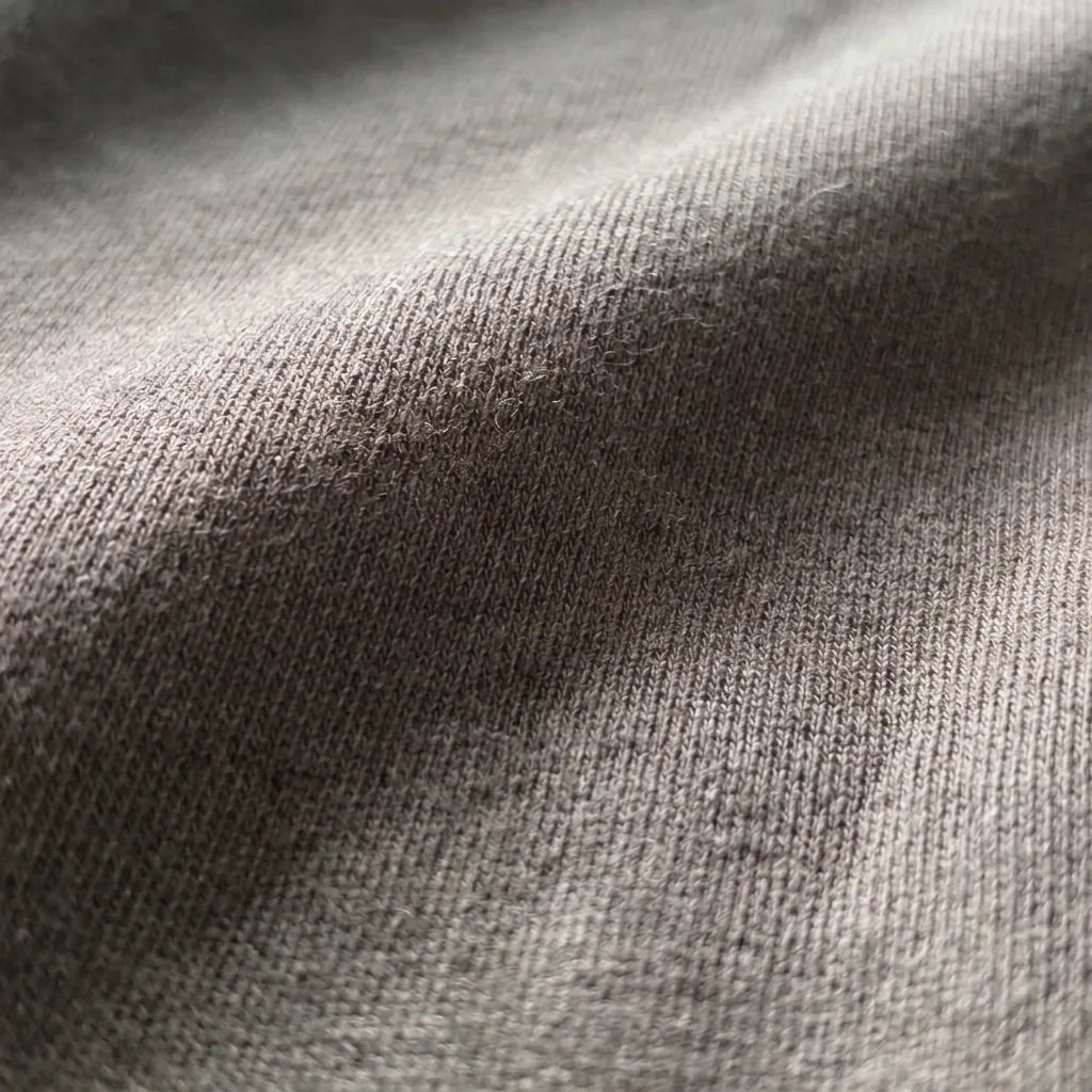 400GSM slate grey cotton knit, close-up