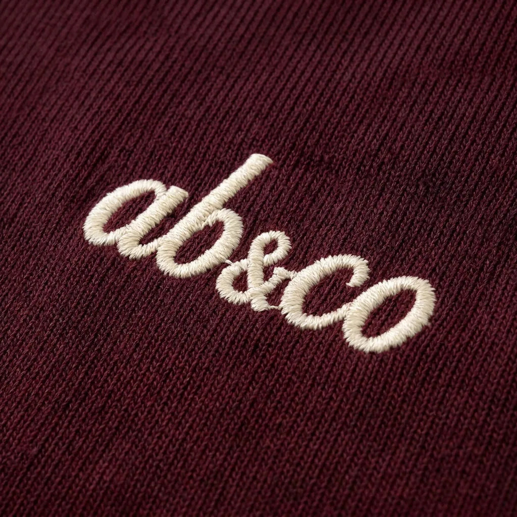 ab&co chest embroidery, pomegranate red polo