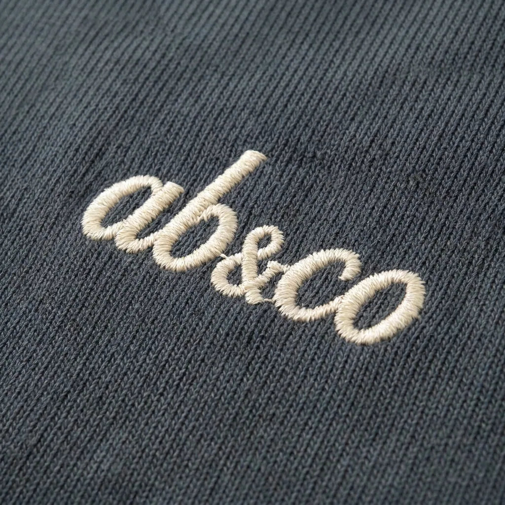 ab&co chest embroidery, slate grey polo