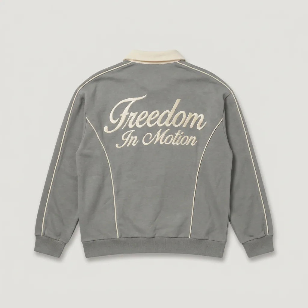 Slate grey After Hours polo back, 'Freedom In Motion' embroidery