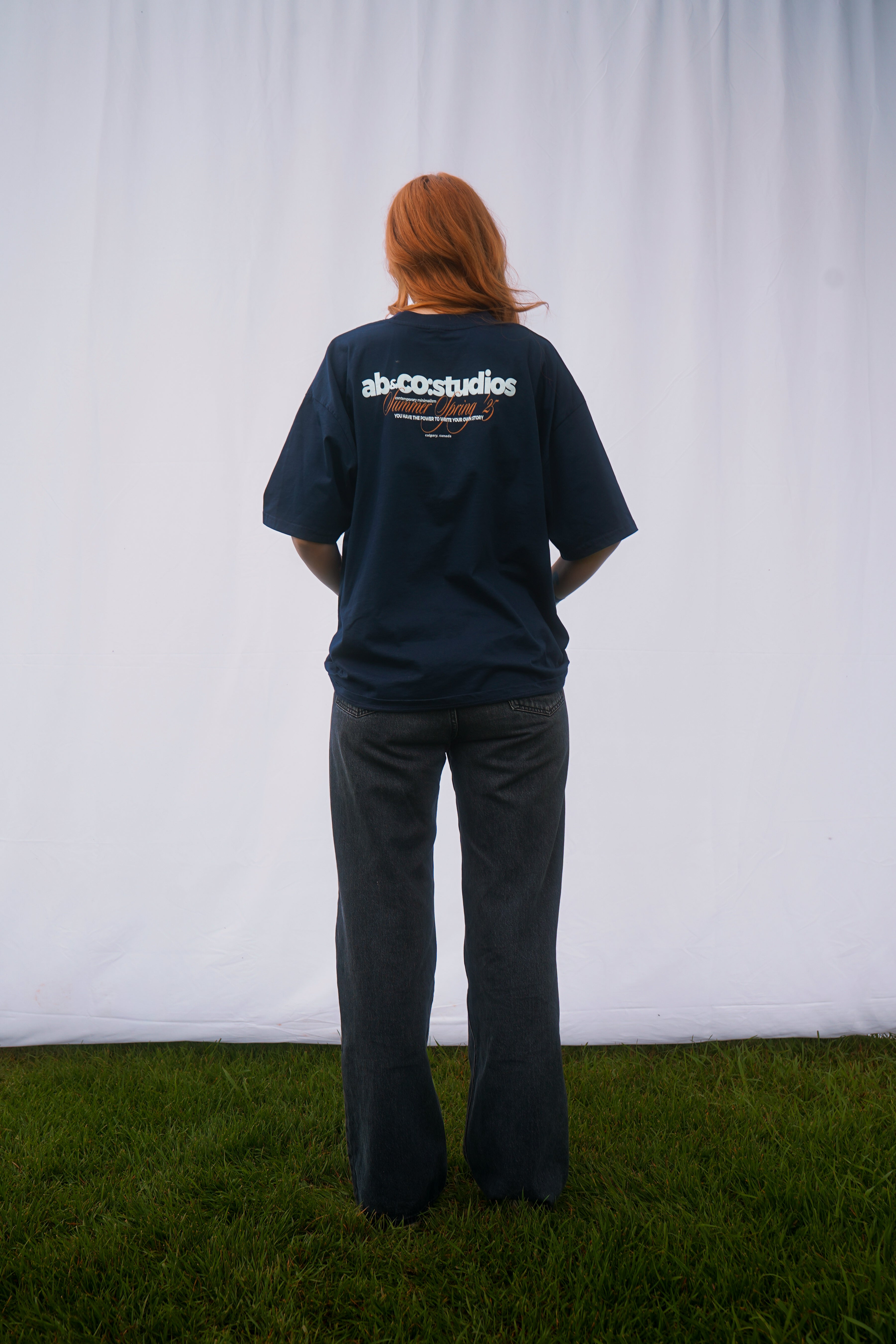 Heavyweight oversized boxy t-shirt in Admiral Blue with dropped shoulders and wide collar, perfect for streetwear and everyday wear.