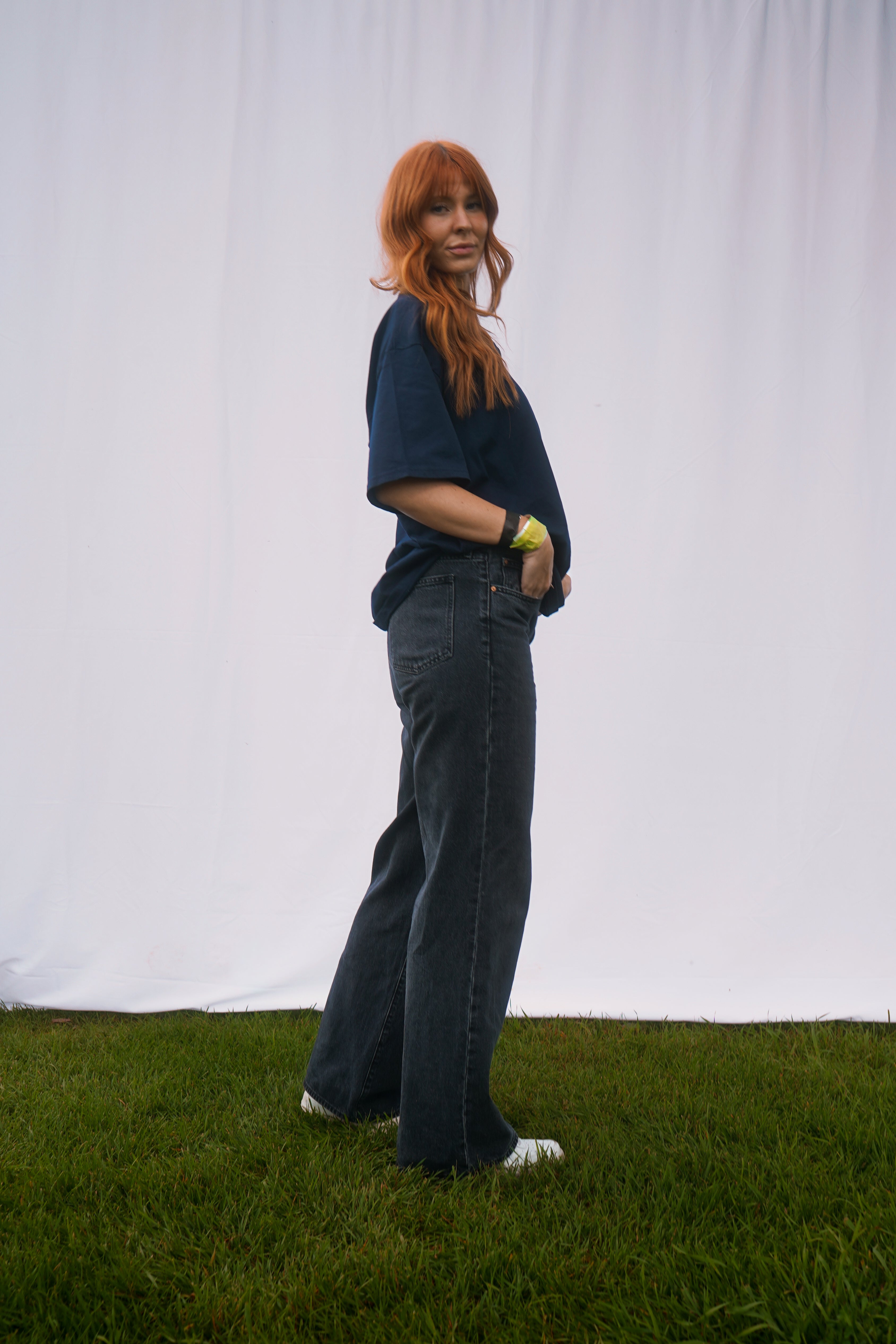 Heavyweight oversized boxy t-shirt in Admiral Blue with dropped shoulders and wide collar, perfect for streetwear and everyday wear.