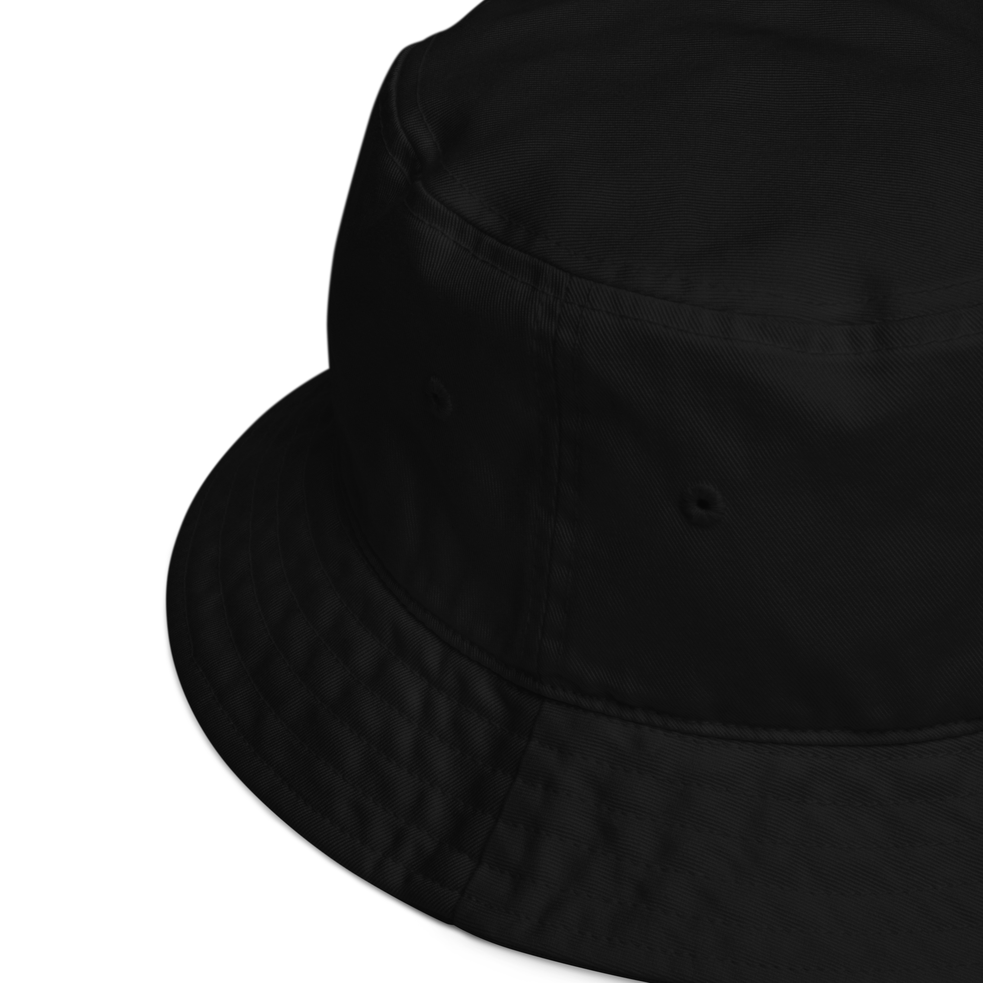 Organic cotton bucket hat with embroidered logo, unisex, classic wide brim, casual and sustainable accessory