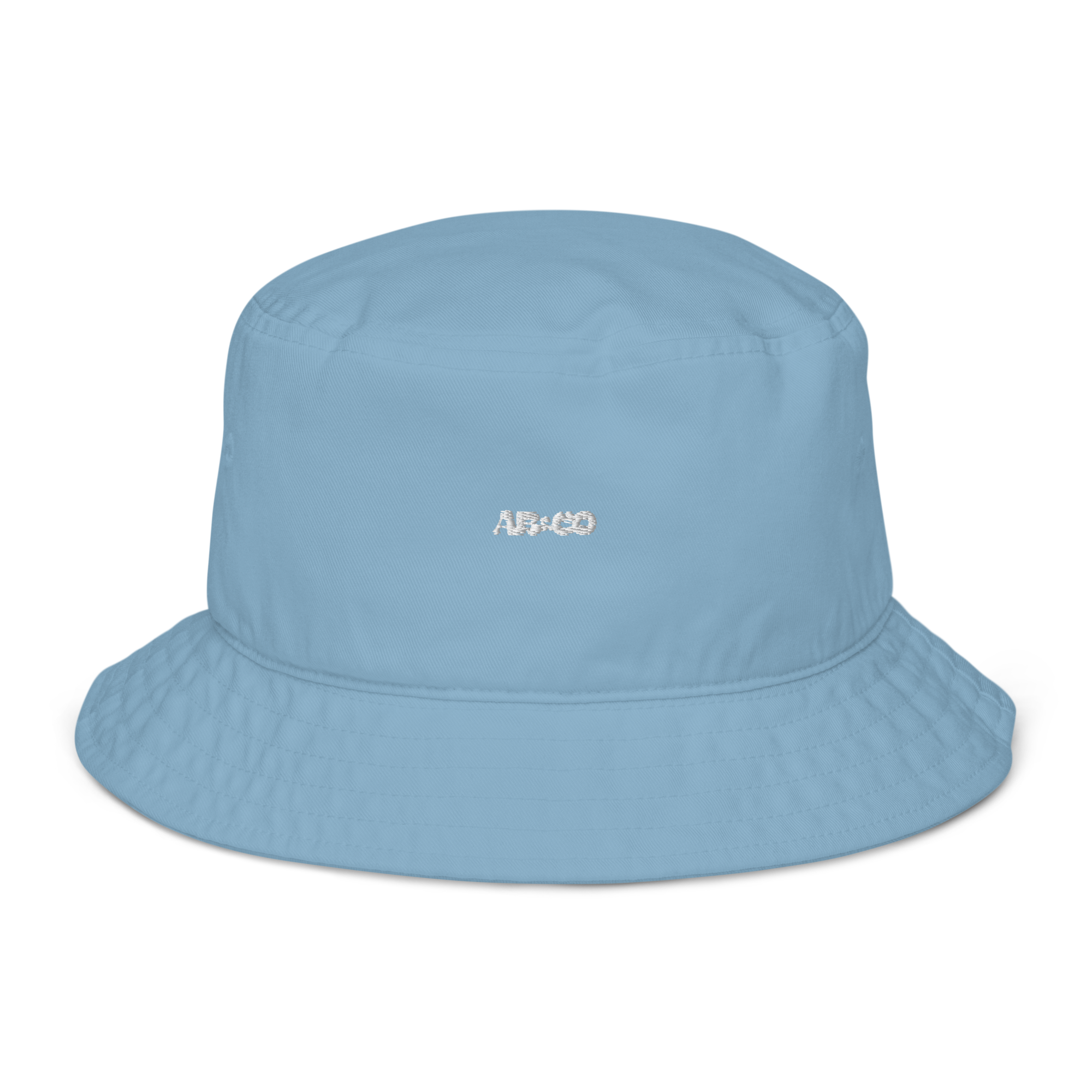 Organic cotton bucket hat with embroidered logo, unisex, classic wide brim, casual and sustainable accessory