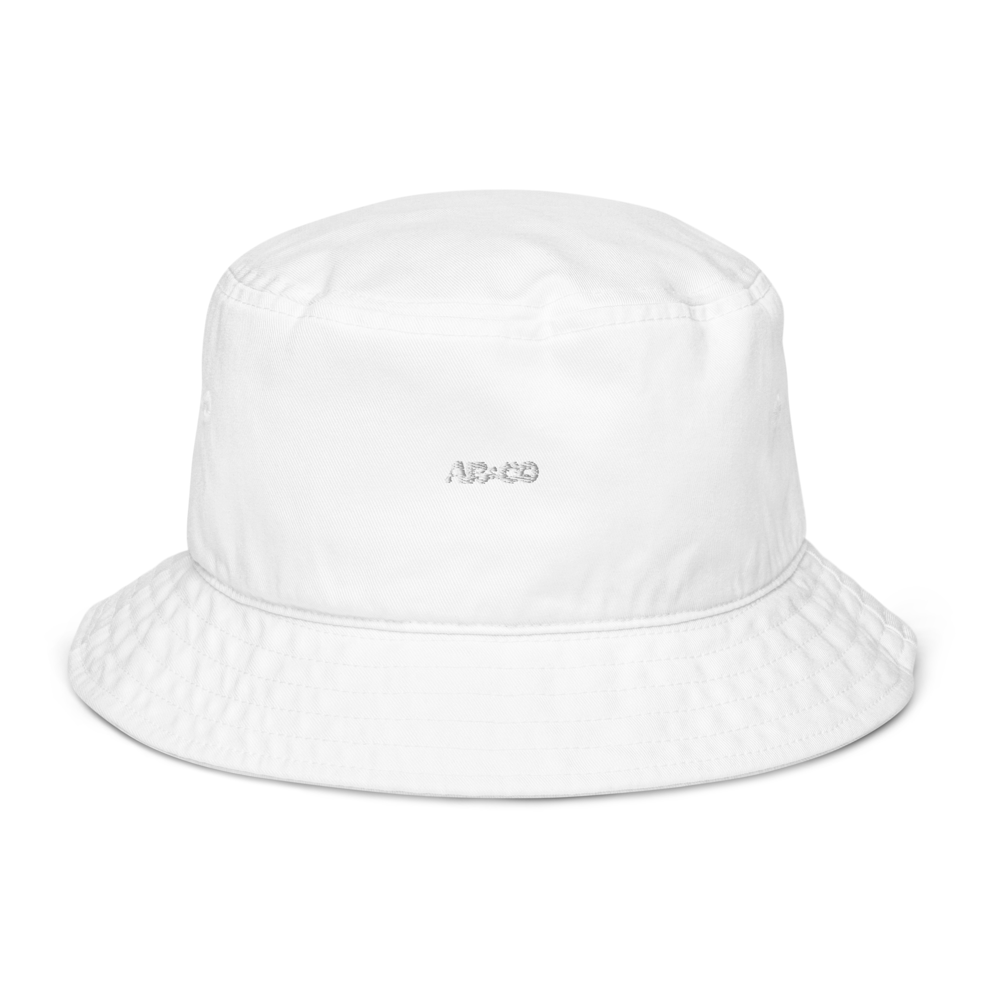 Organic cotton bucket hat with embroidered logo, unisex, classic wide brim, casual and sustainable accessory