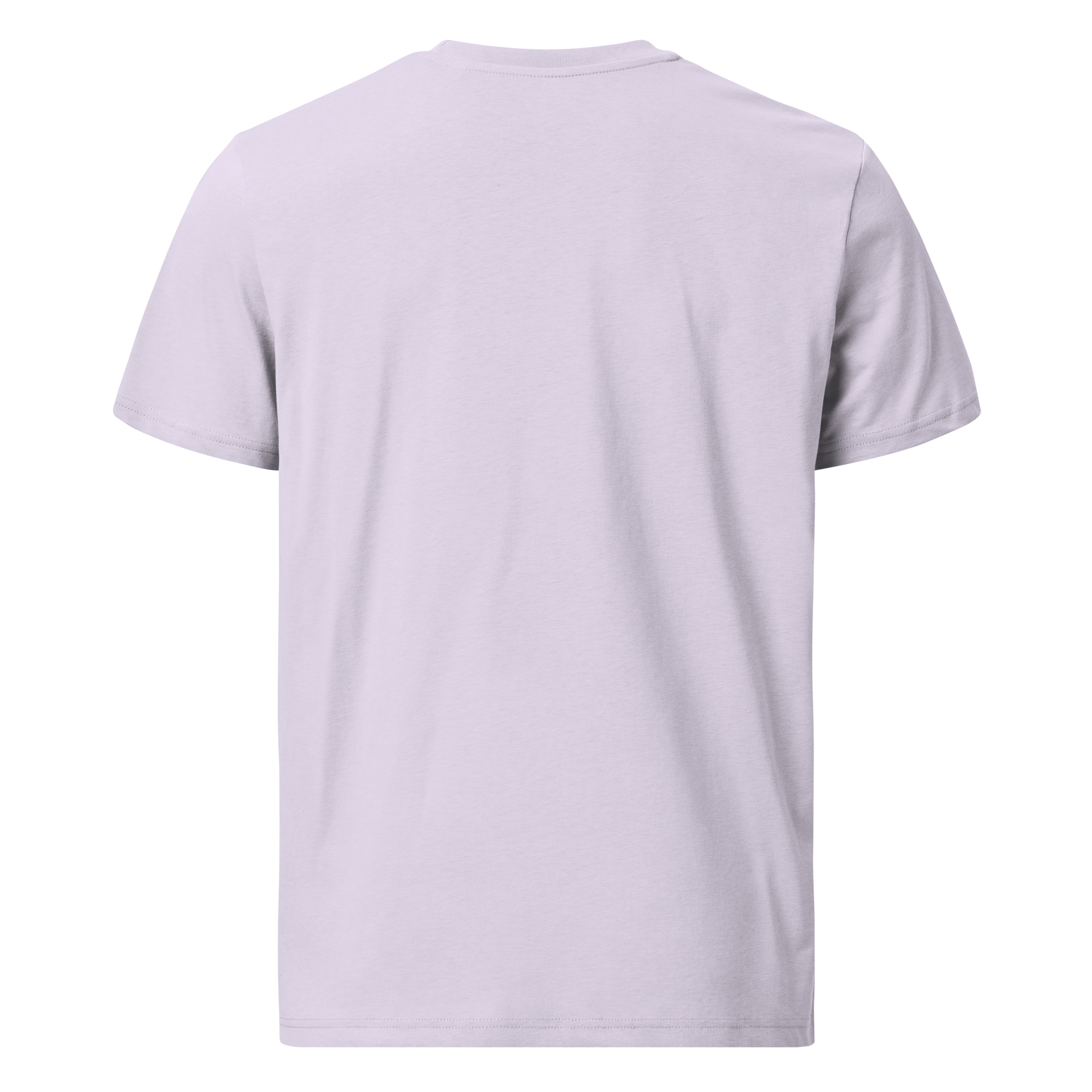 lavender premium cotton t-shirt with black embroidered logo, classic unisex tee, front view