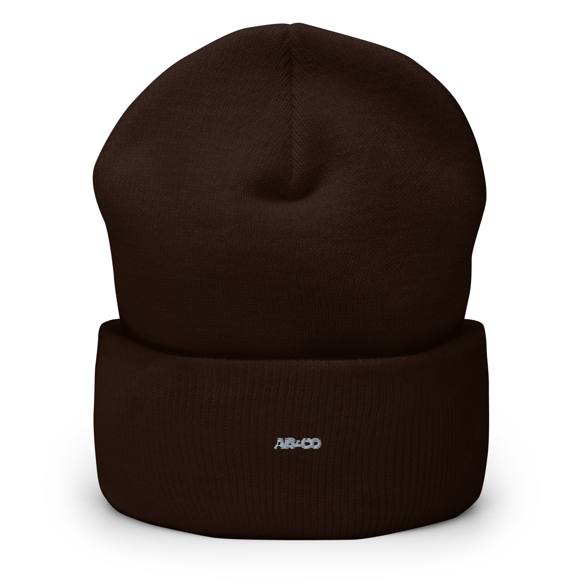 Embroidered cuffed beanie in charcoal gray with folded cuff and logo