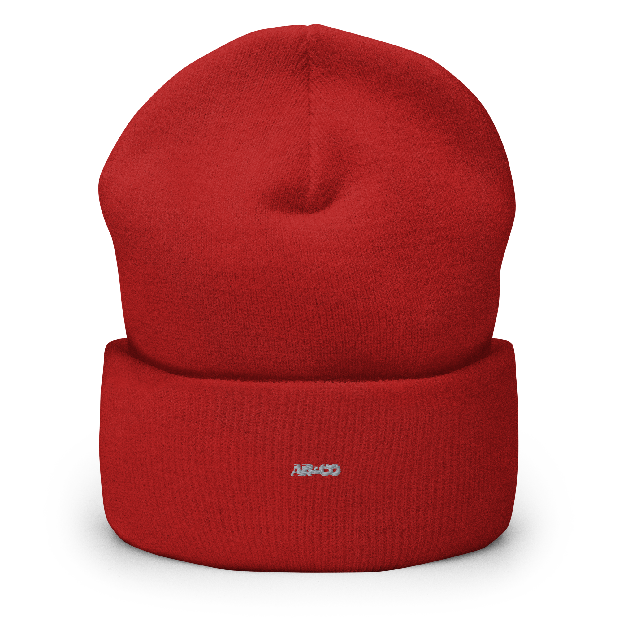 Embroidered cuffed beanie in charcoal gray with folded cuff and logo