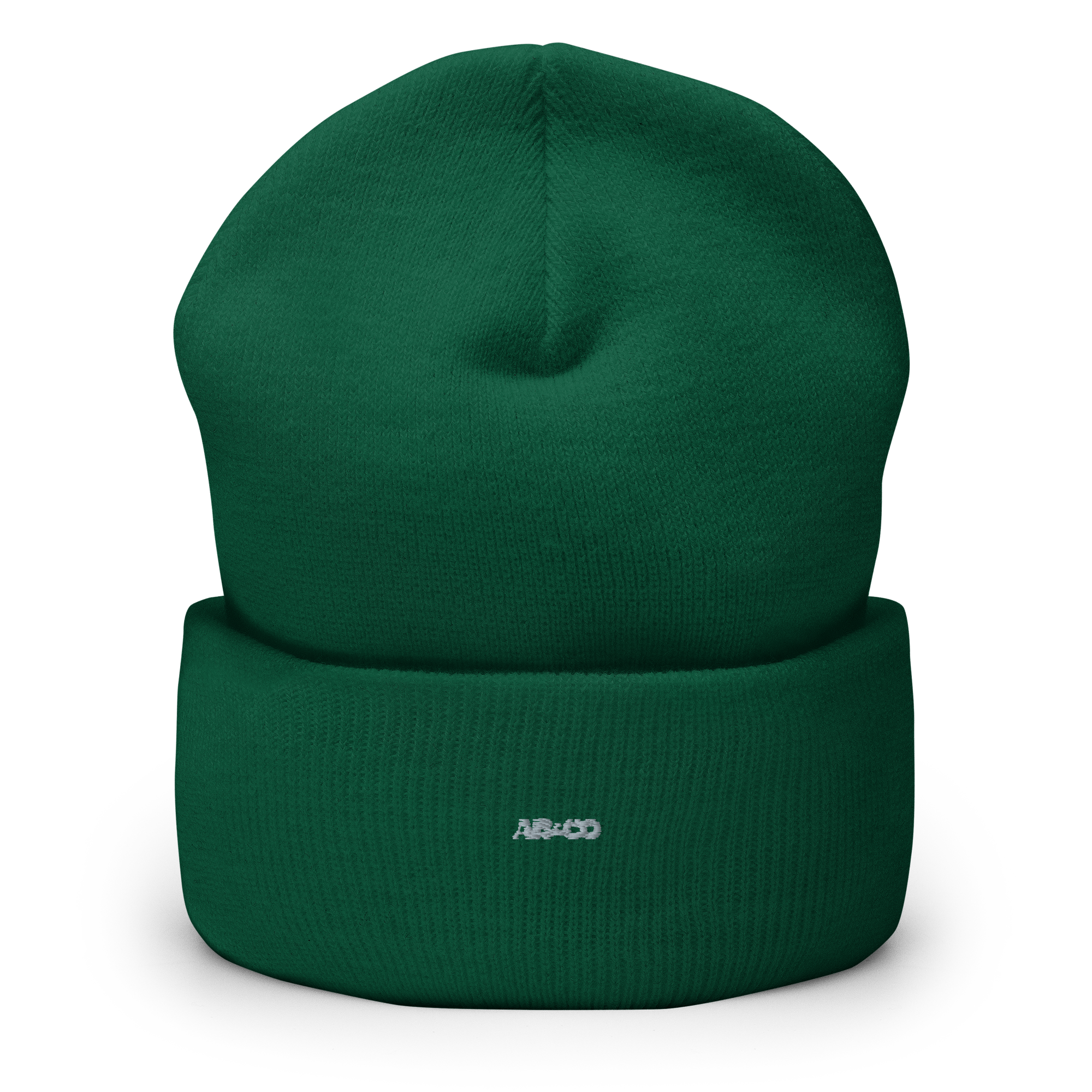 Embroidered cuffed beanie in charcoal gray with folded cuff and logo