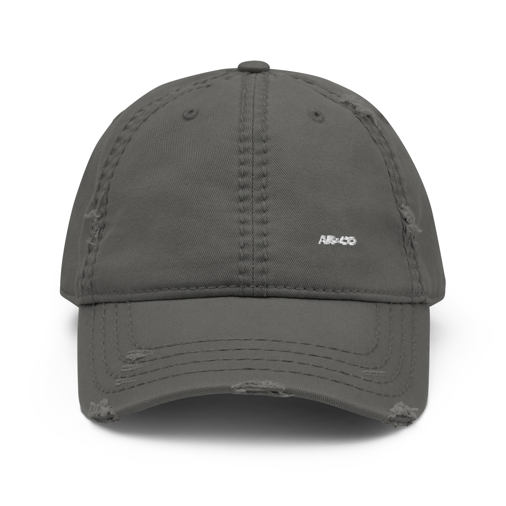Embroidered distressed dad hat in vintage black with adjustable strap