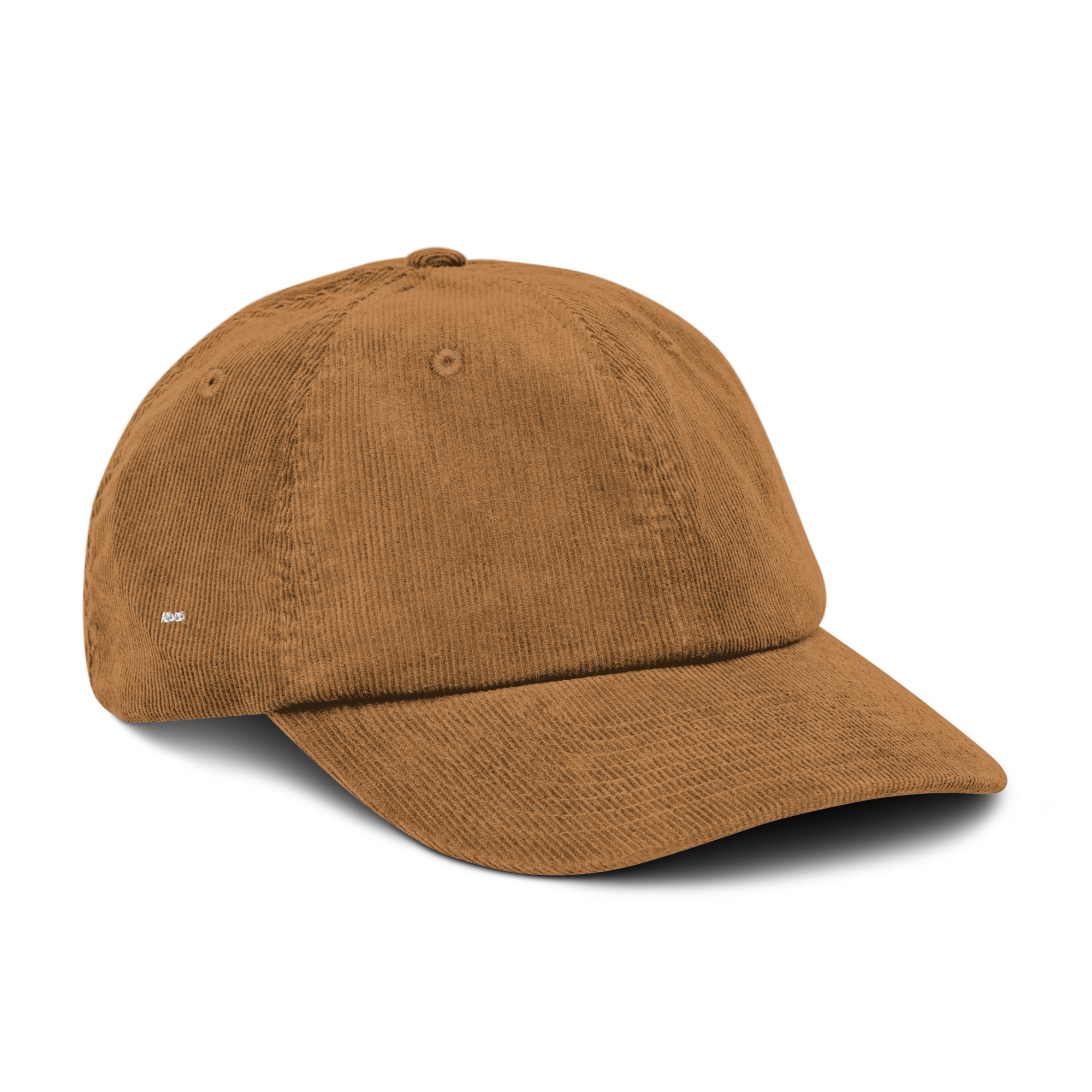 Corduroy hat in Camel with embroidered logo, curved brim, and adjustable strap for everyday wear.