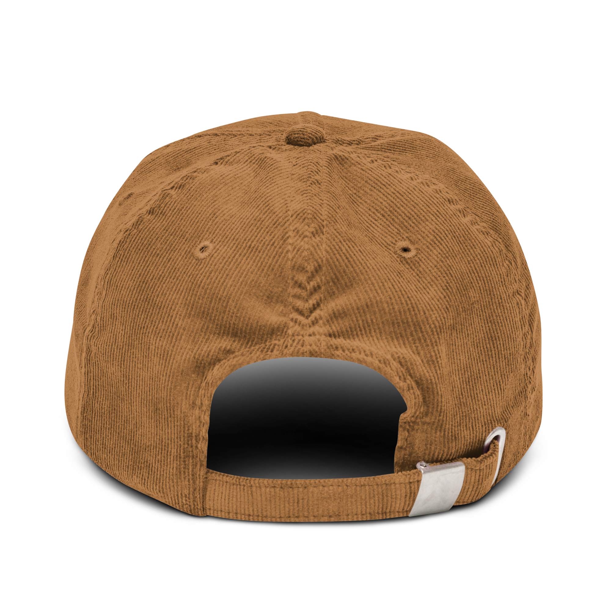 Corduroy hat in Olive with embroidered logo, curved brim, and adjustable strap for everyday wear.