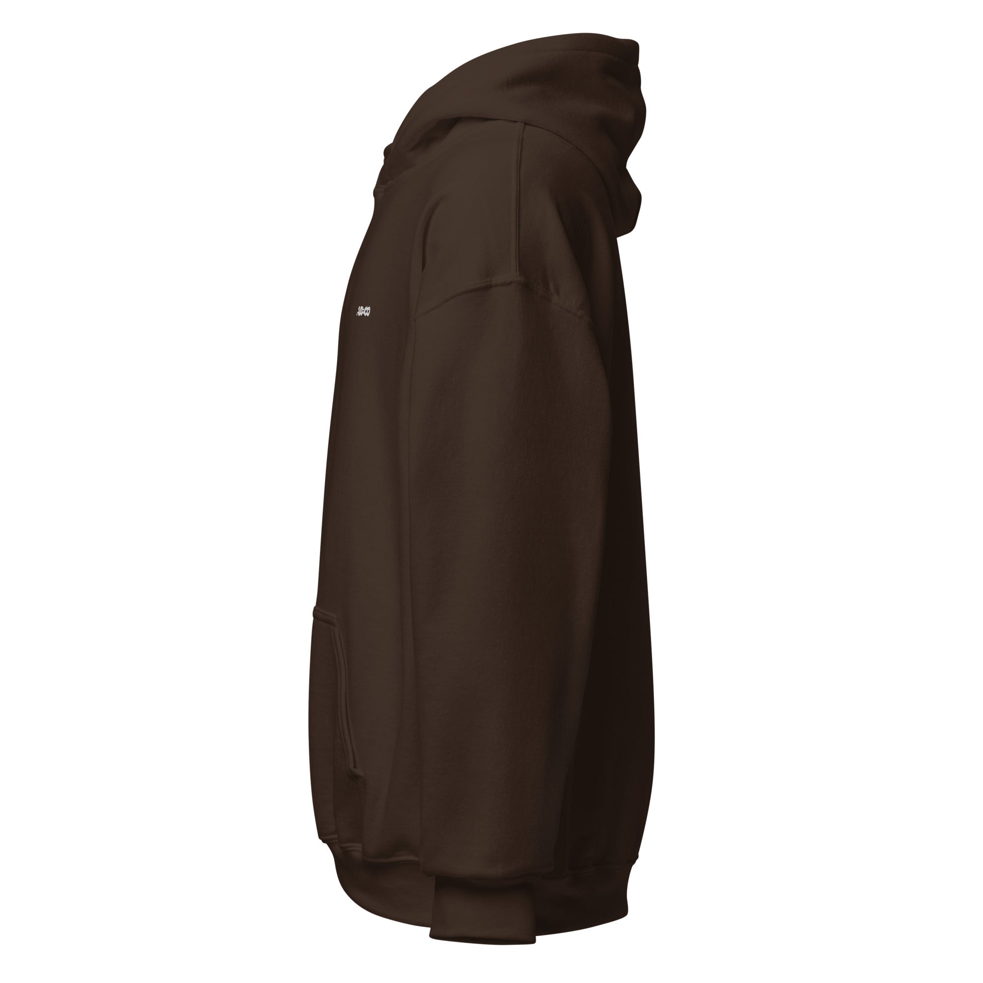 Chocolate embroidered hoodie with soft interior, structured fit, and clean minimal streetwear style.