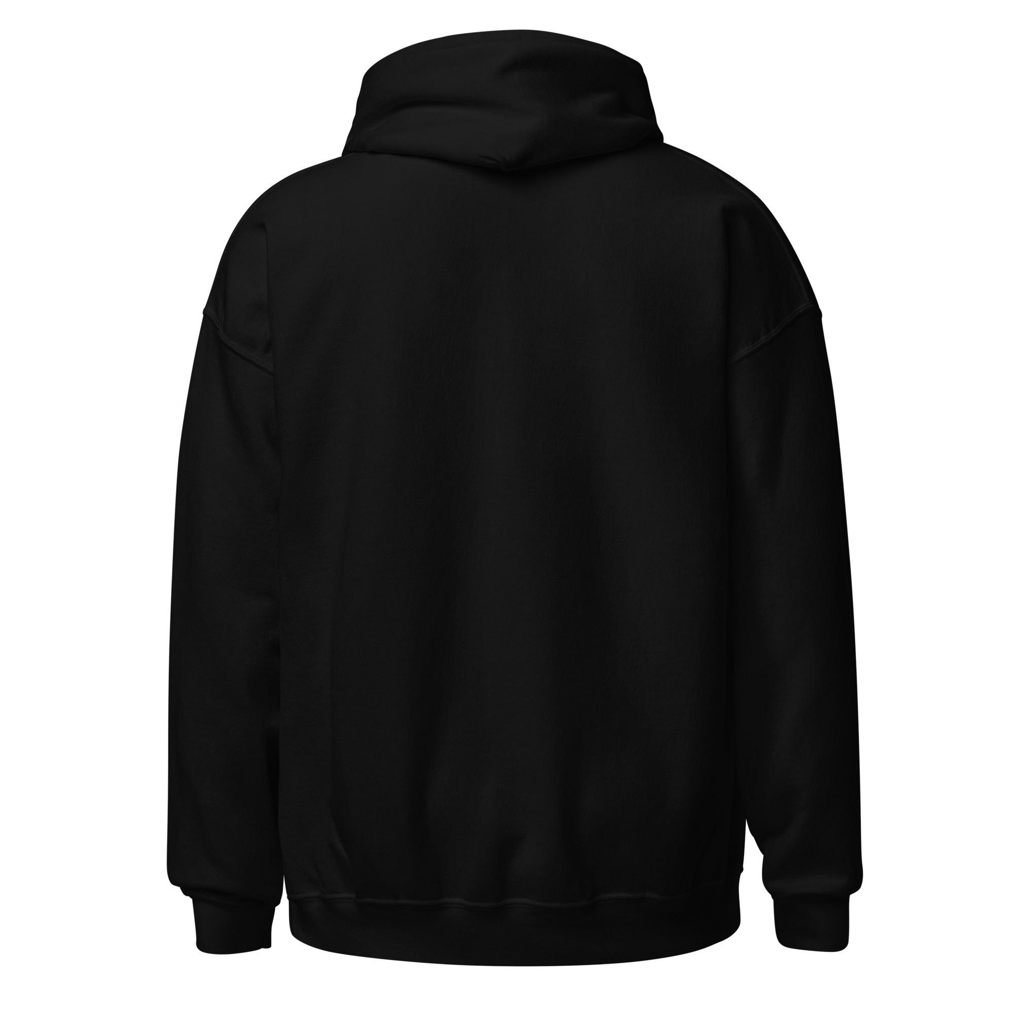 Black embroidered hoodie with soft interior, structured fit, and minimal streetwear design.