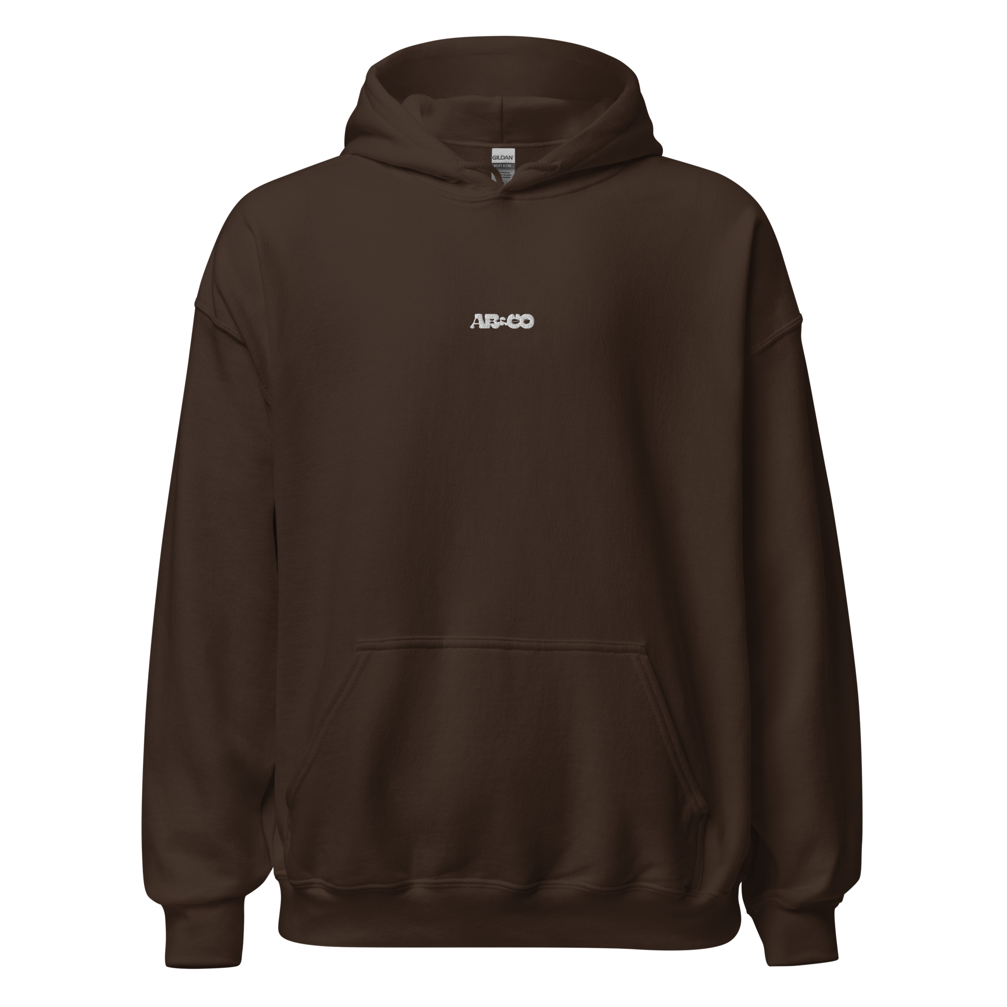 Chocolate embroidered hoodie with soft interior, structured fit, and minimal streetwear design.