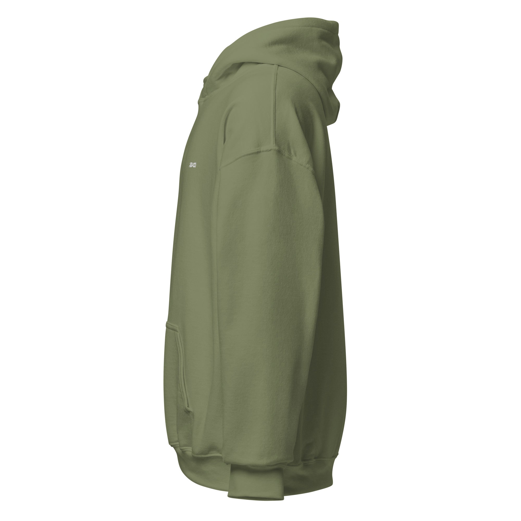 Green embroidered hoodie with soft interior, structured fit, and minimal streetwear design.