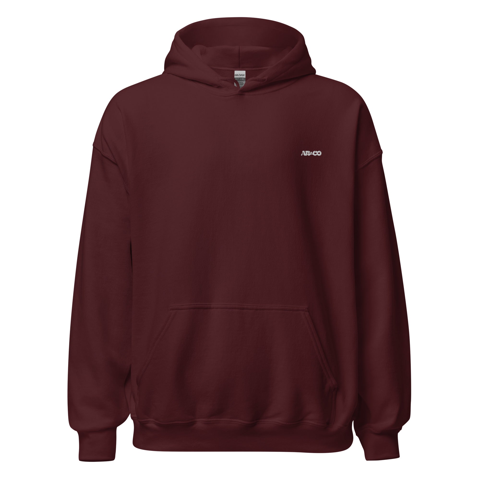 Maroon embroidered hoodie featuring soft interior, premium comfort, and structured streetwear fit.