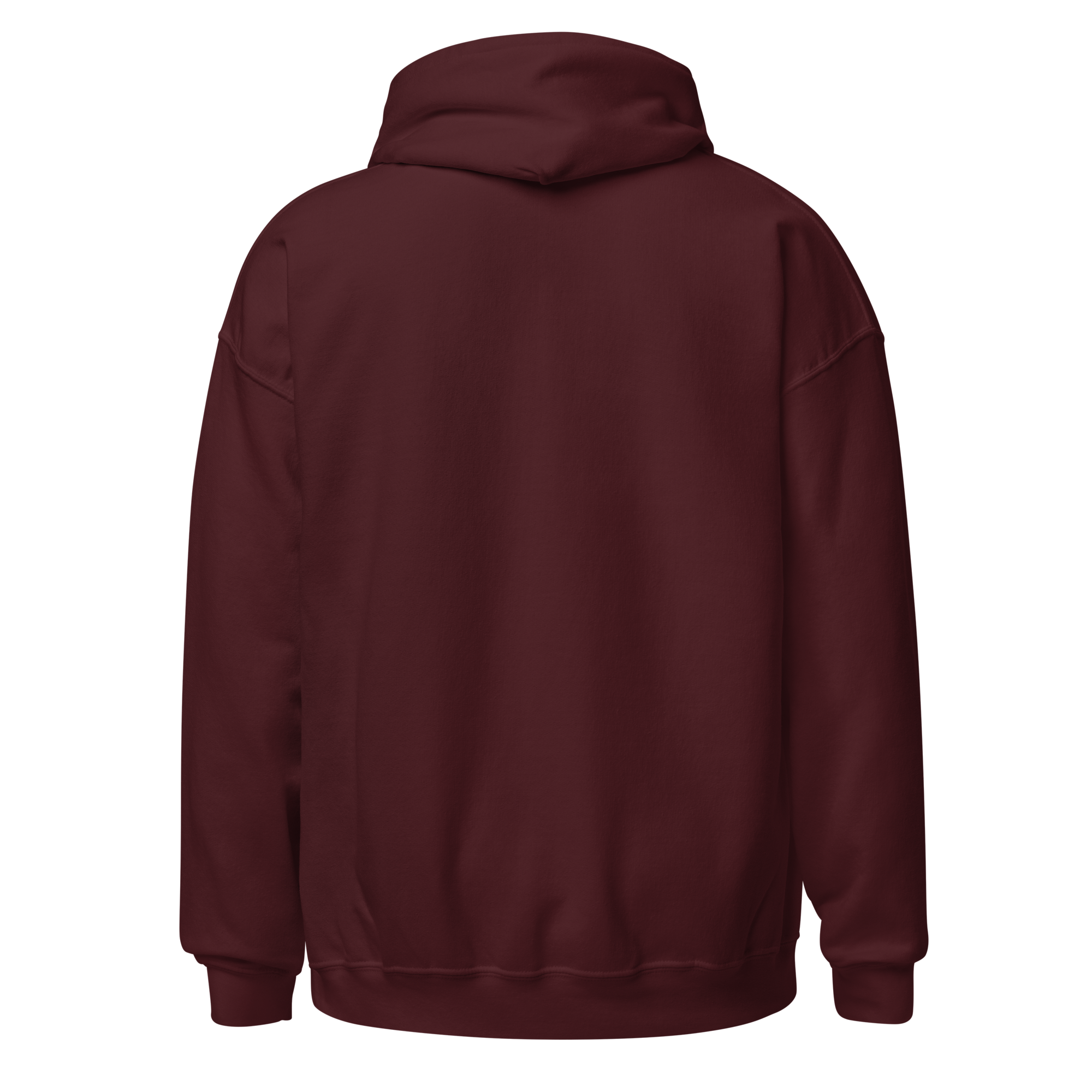 Maroon embroidered hoodie with soft interior, structured fit, and minimal streetwear design.