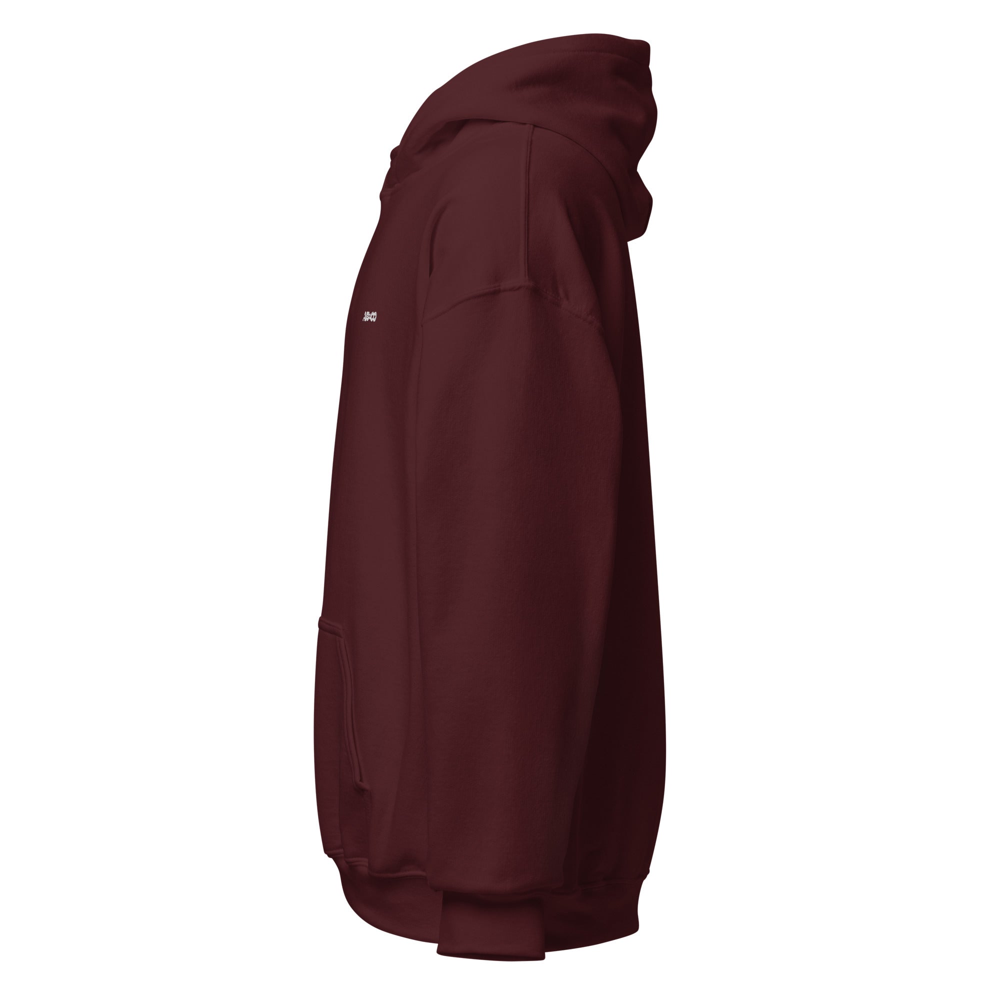 Maroon embroidered hoodie featuring soft interior, premium comfort, and structured streetwear fit.