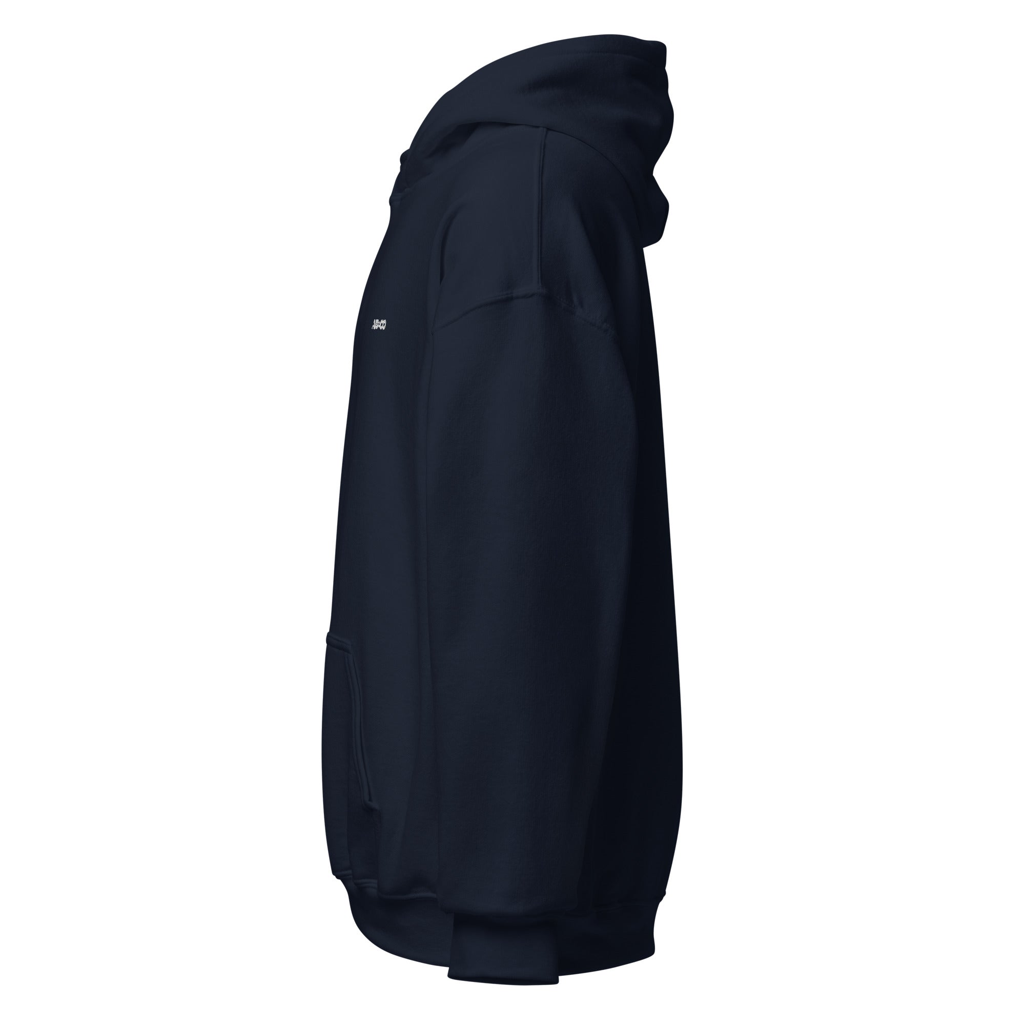 Navy embroidered hoodie featuring soft interior, premium comfort, and structured streetwear fit.