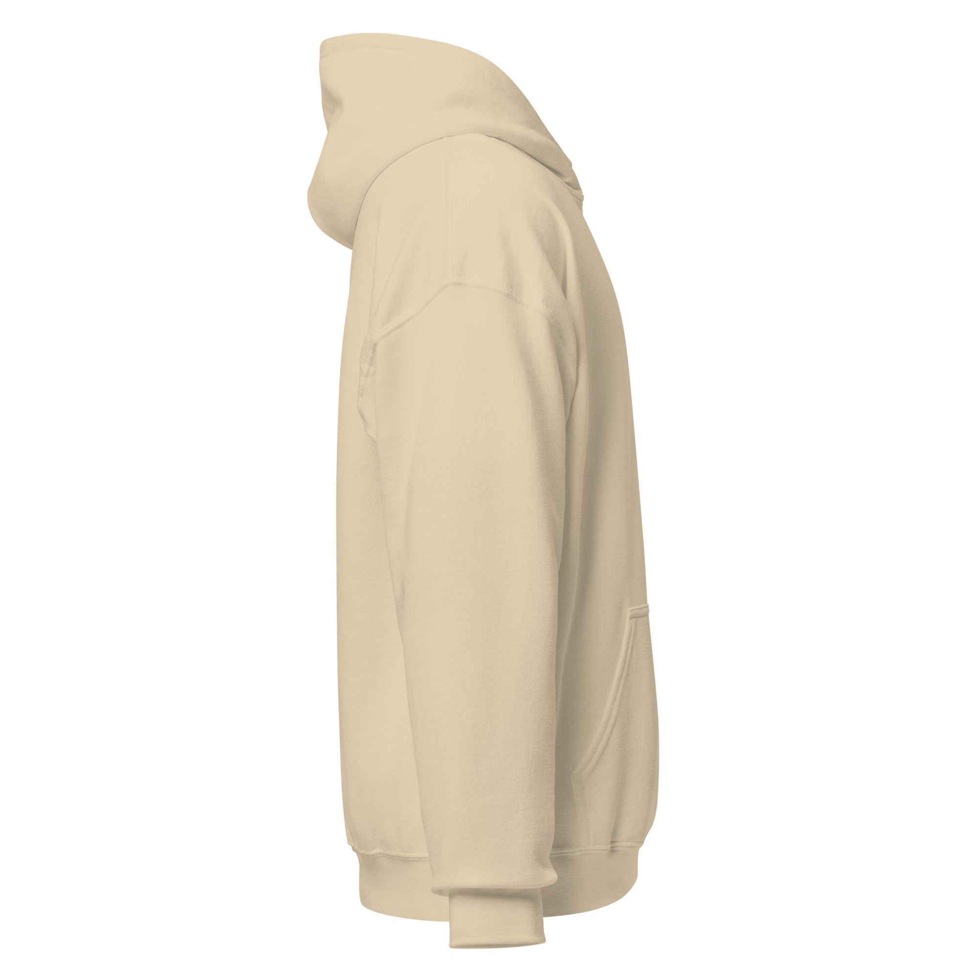 Sand embroidered hoodie with soft interior, structured fit, and clean minimal streetwear style