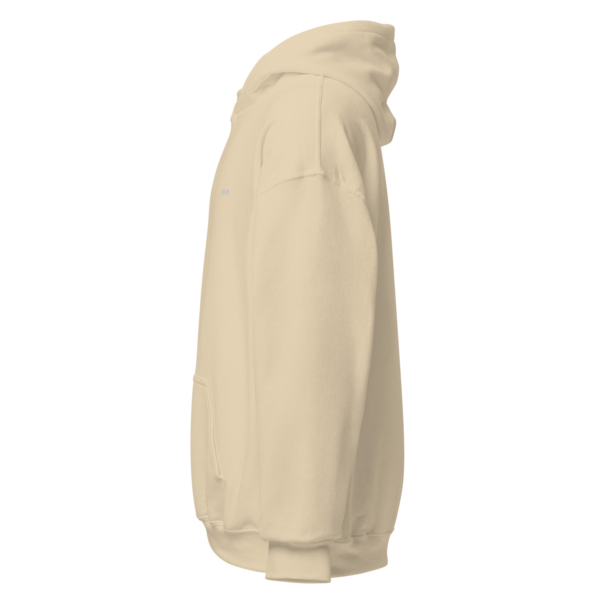 Sand embroidered hoodie with soft interior, structured fit, and clean minimal streetwear style.