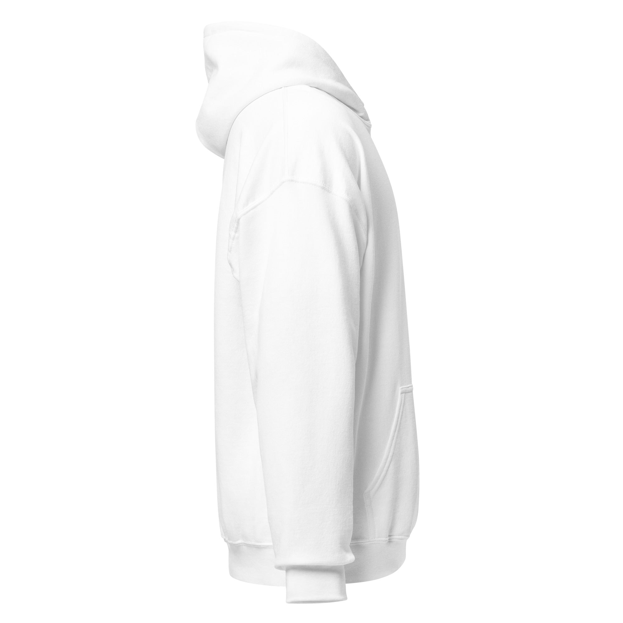 White embroidered hoodie featuring soft interior, premium comfort, and structured streetwear fit.