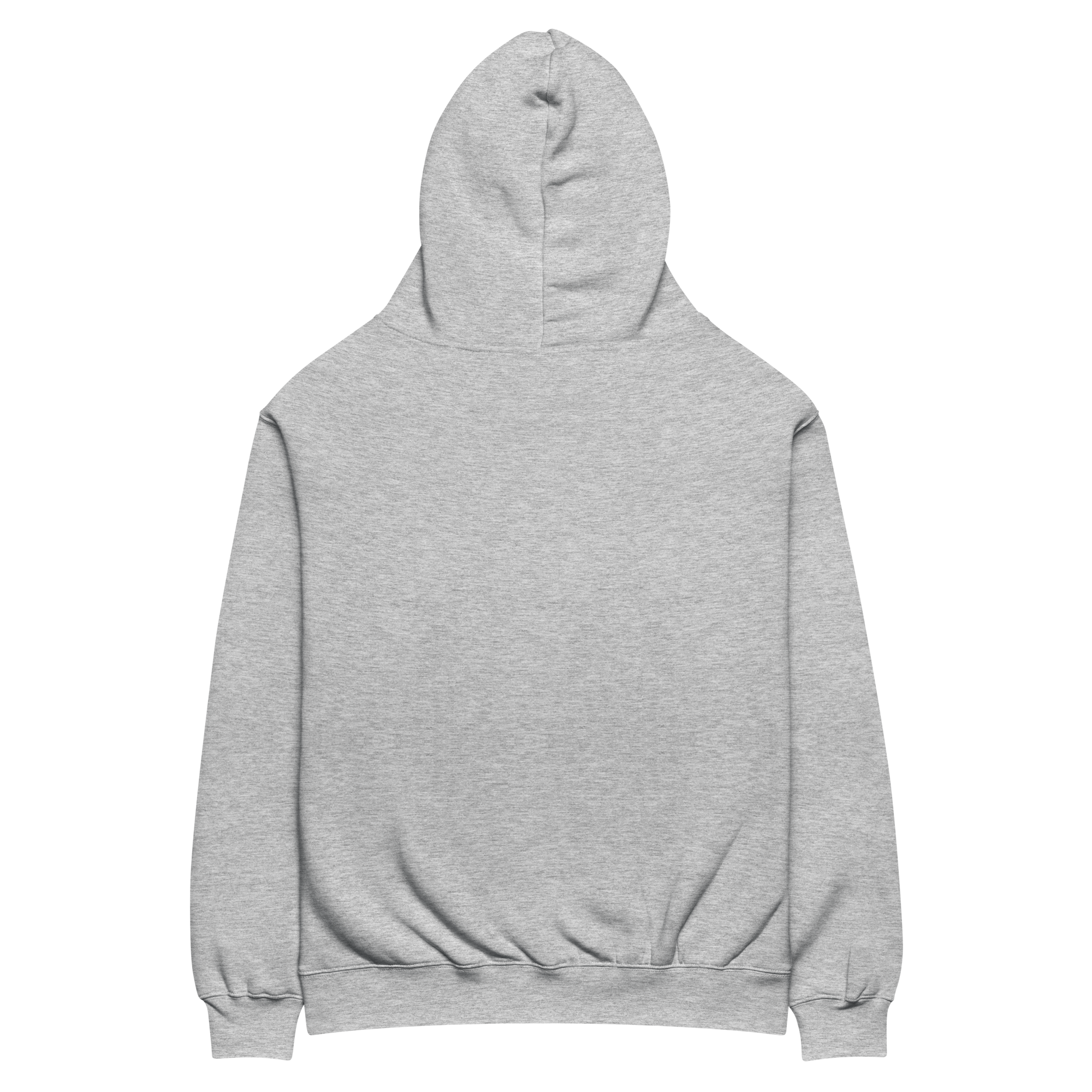 Heavyweight oversized hoodie in Grey with dropped shoulders, double-layer hood, and ribbed cuffs, designed for streetwear and everyday comfort.