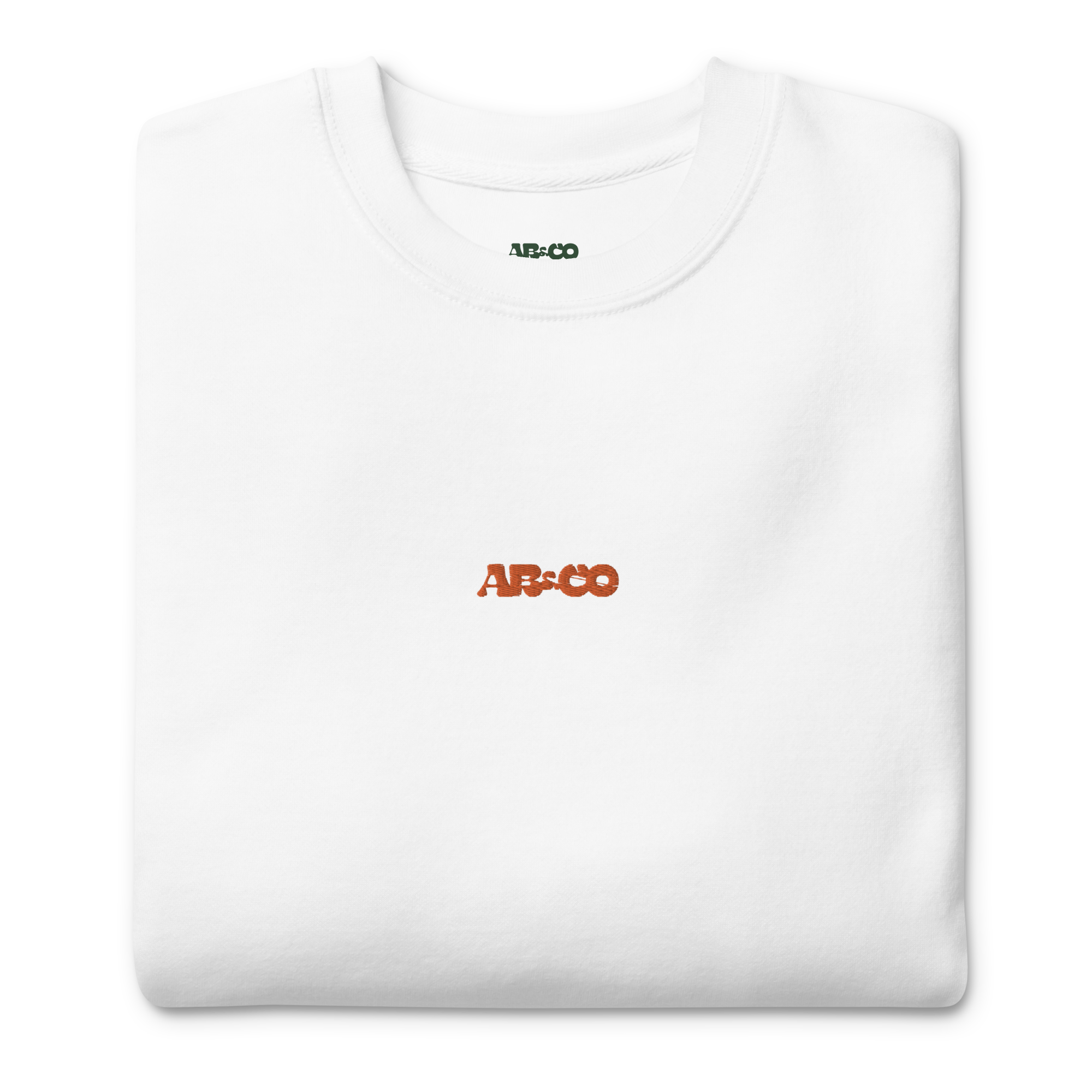 White premium sweatshirt with embroidered logo, soft brushed interior, and relaxed streetwear fit.