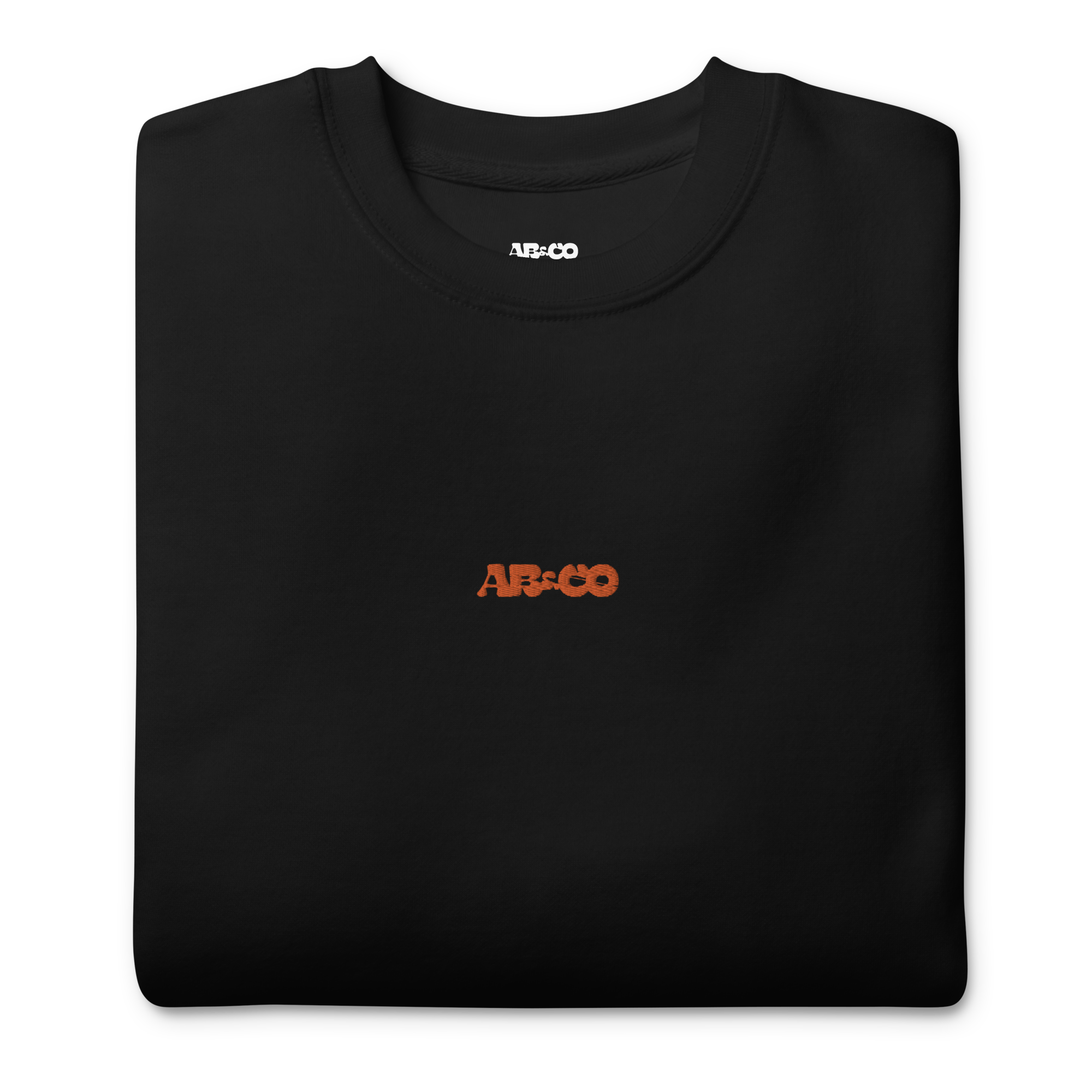 Black premium sweatshirt with embroidered logo, soft brushed interior, and relaxed streetwear fit.