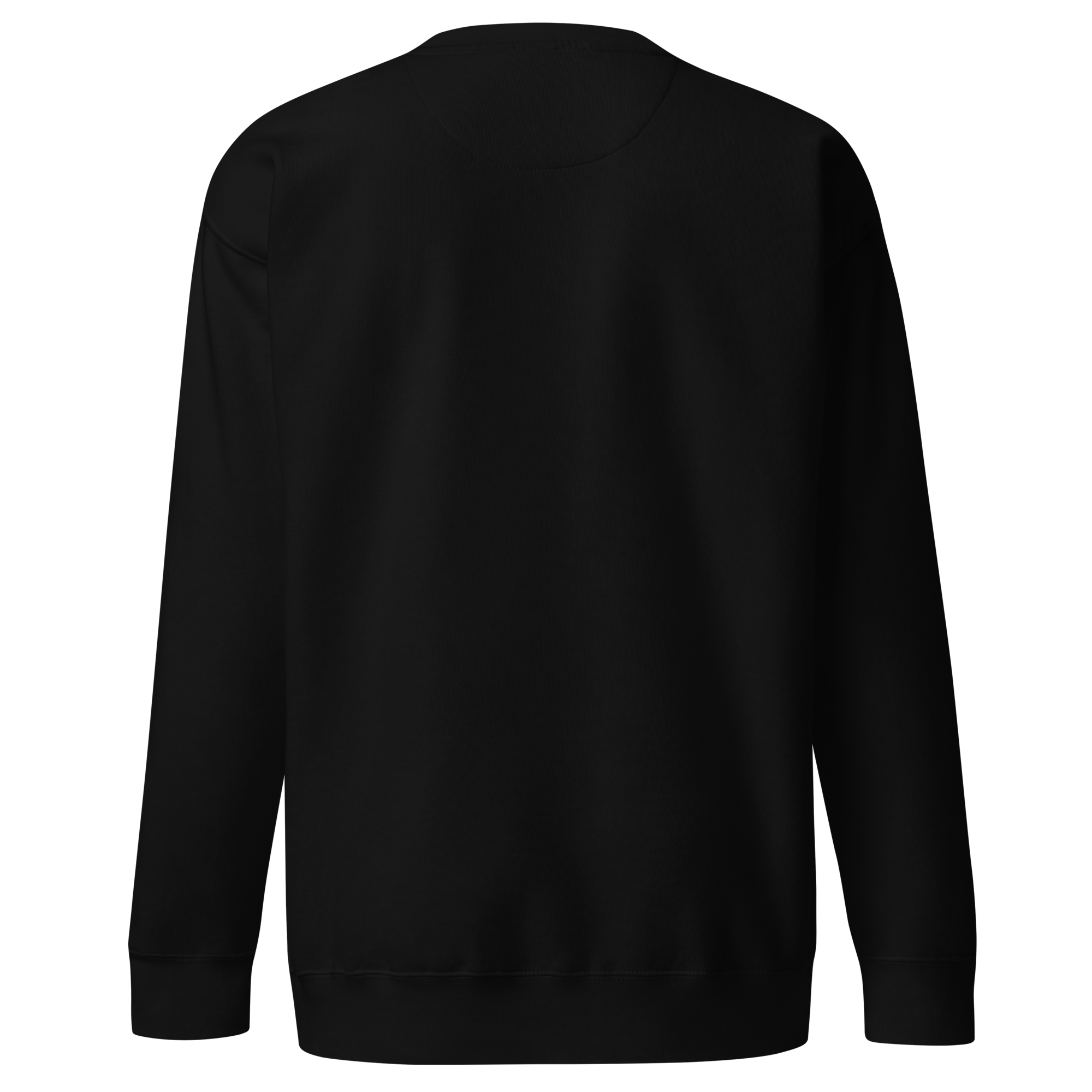Black premium sweatshirt with embroidered logo, soft brushed interior, and relaxed streetwear fit.