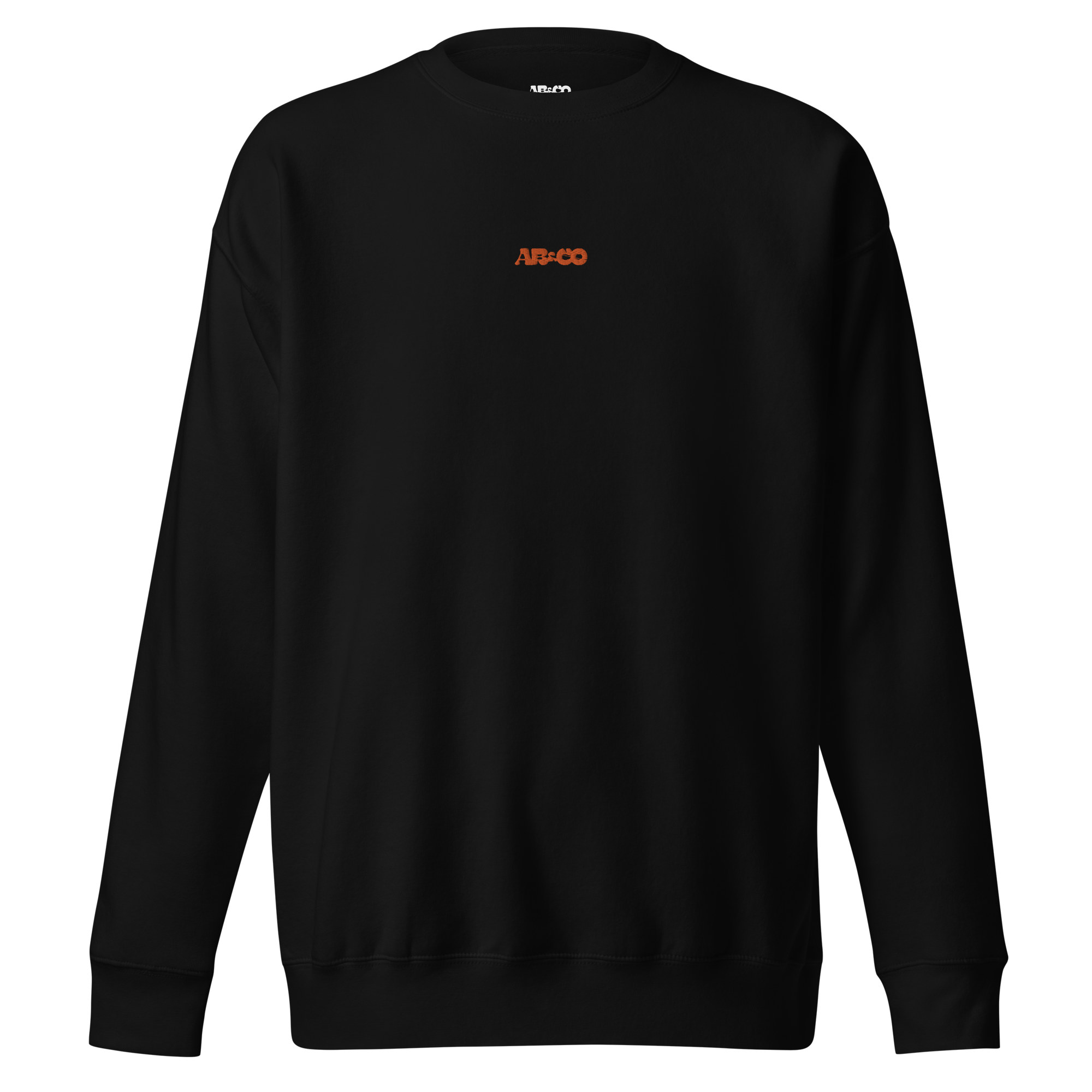 Black premium sweatshirt with embroidered logo, soft brushed interior, and relaxed streetwear fit.