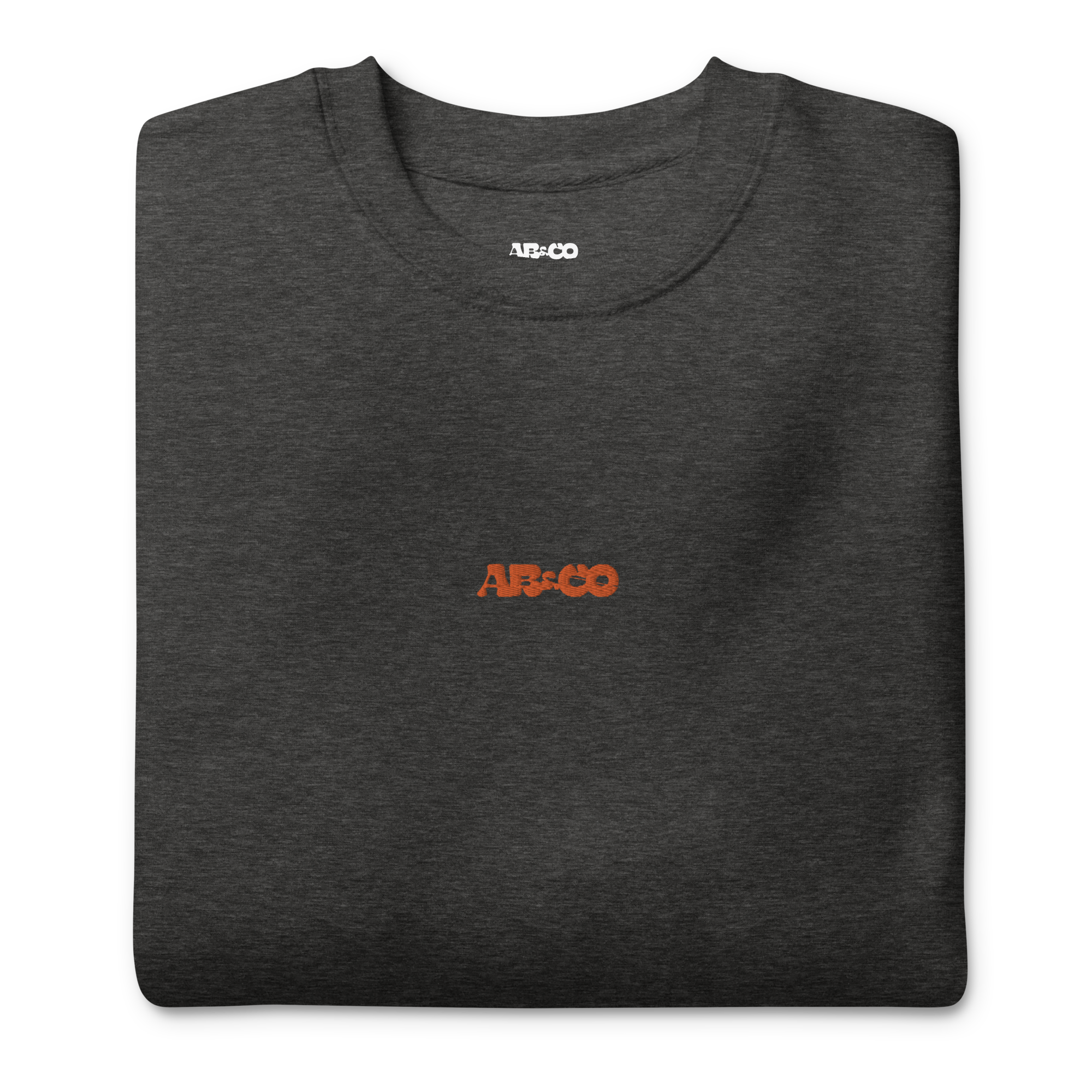charcoal premium sweatshirt with embroidered logo, soft interior, and relaxed streetwear fit for everyday wear.