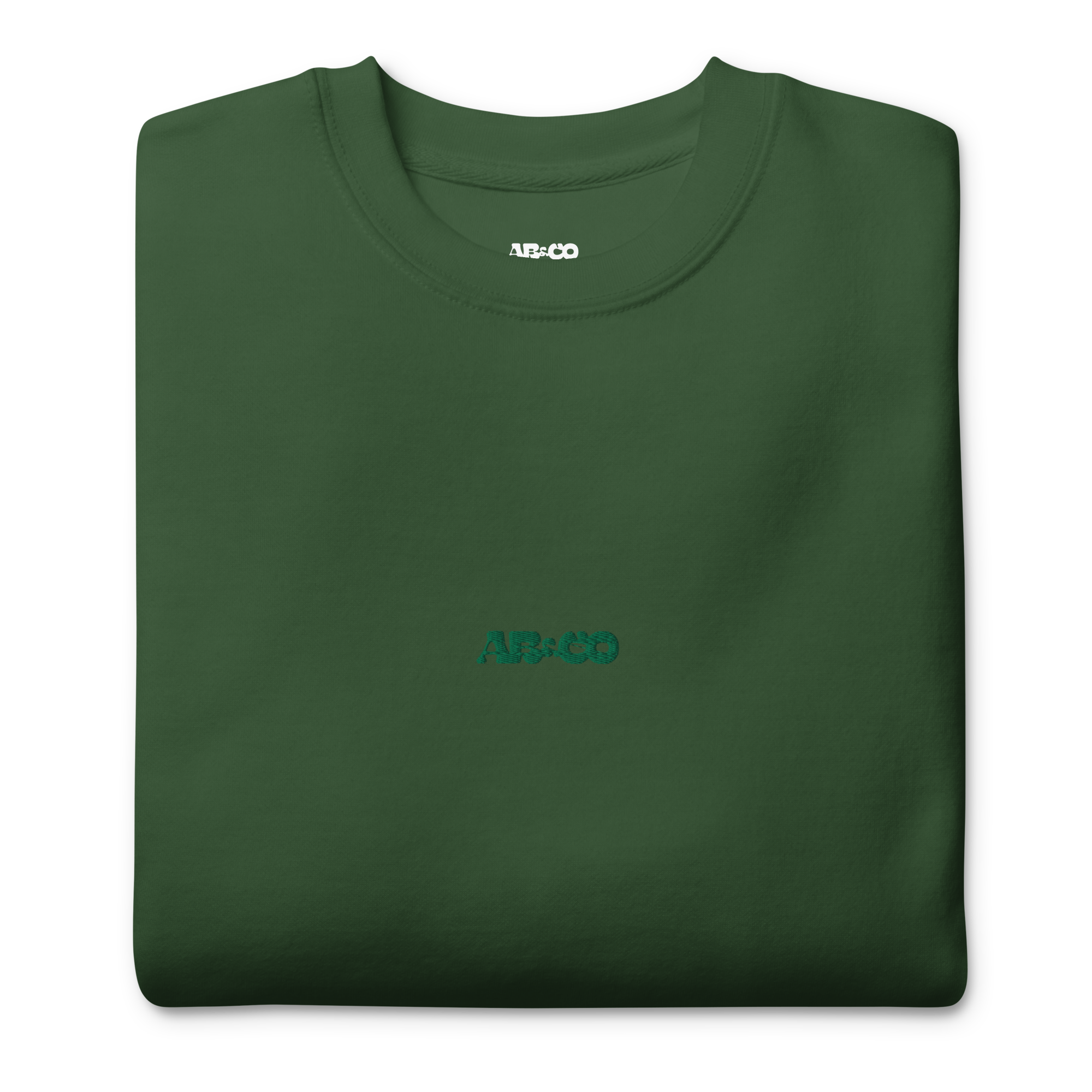 Green premium sweatshirt with embroidered logo, soft interior, and relaxed everyday streetwear style.