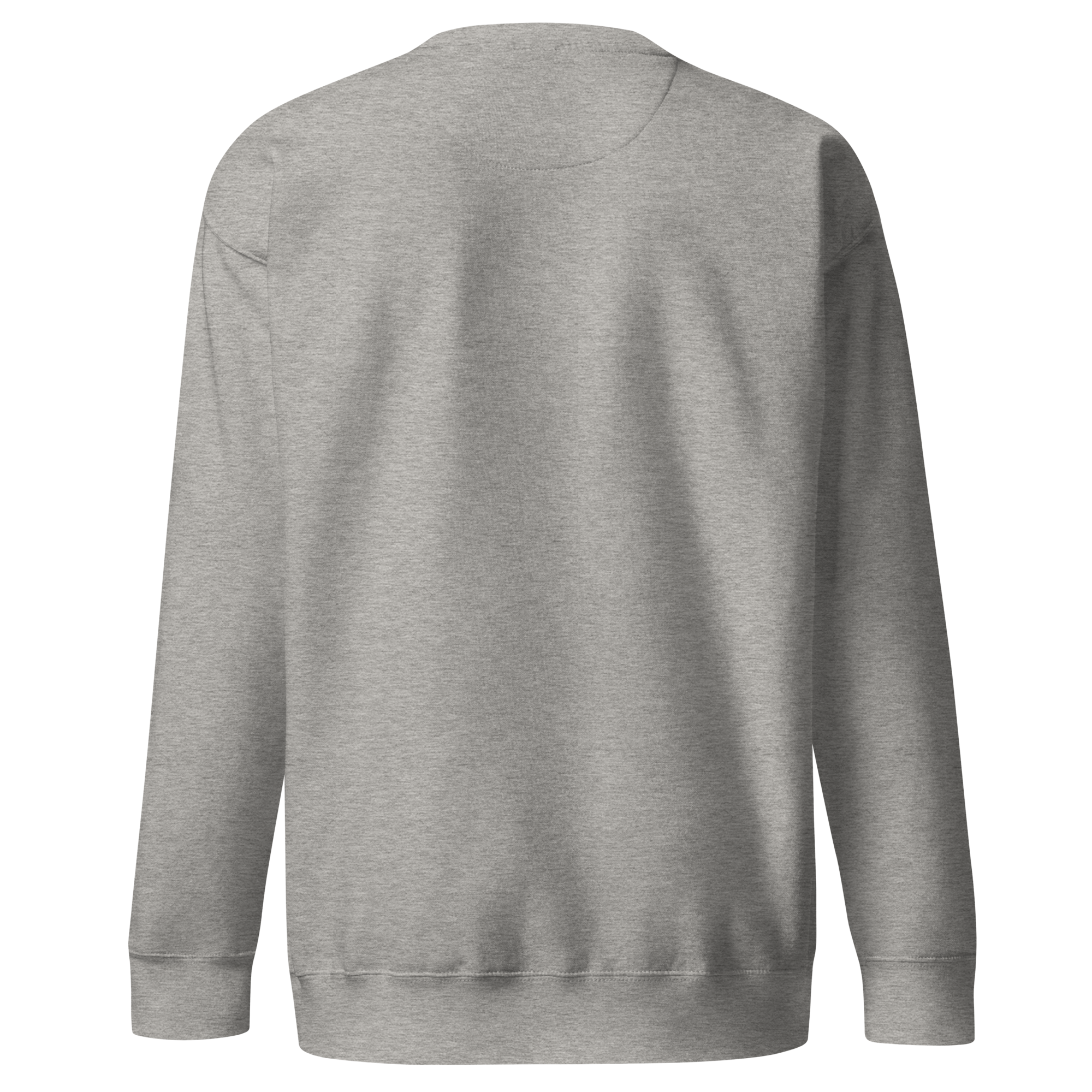 Grey premium sweatshirt with embroidered logo, soft interior, and relaxed everyday streetwear style.