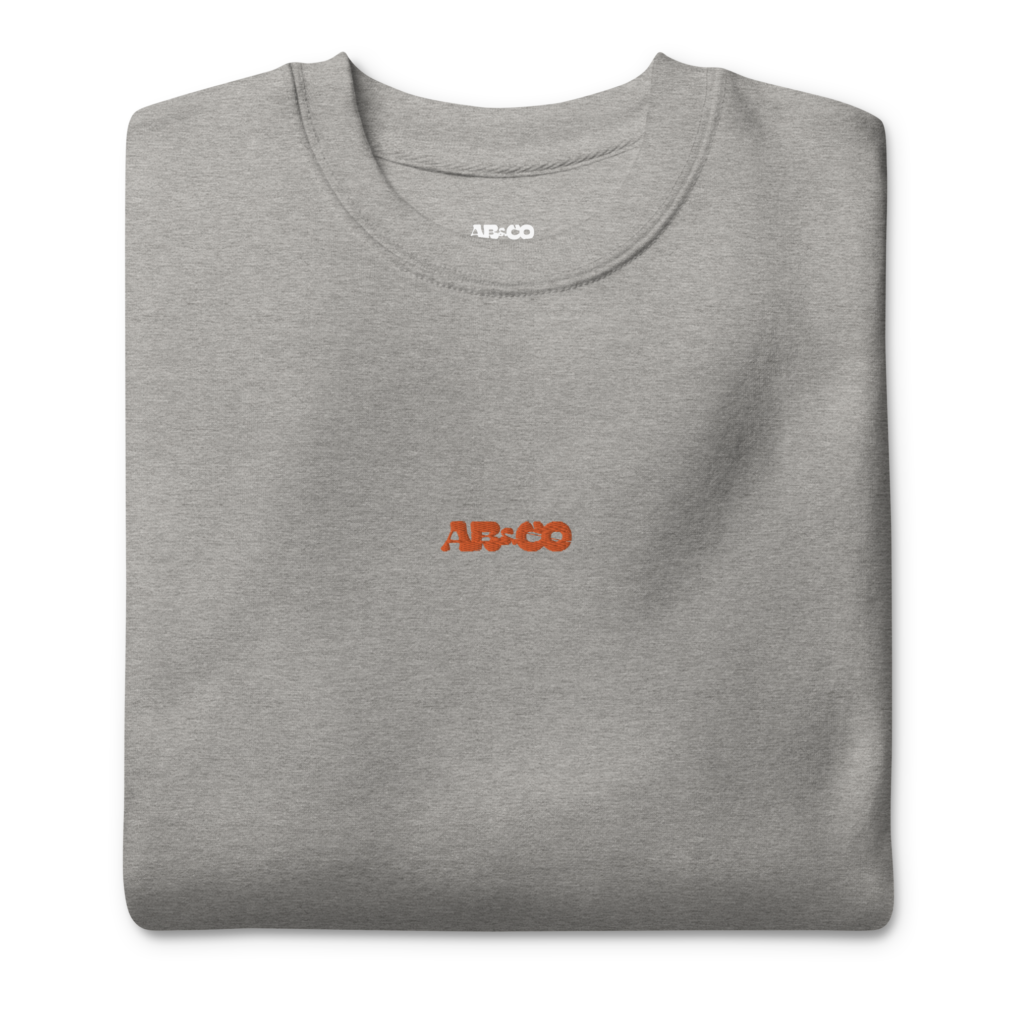 Grey premium sweatshirt with embroidered logo, soft interior, and relaxed streetwear fit for everyday wear.