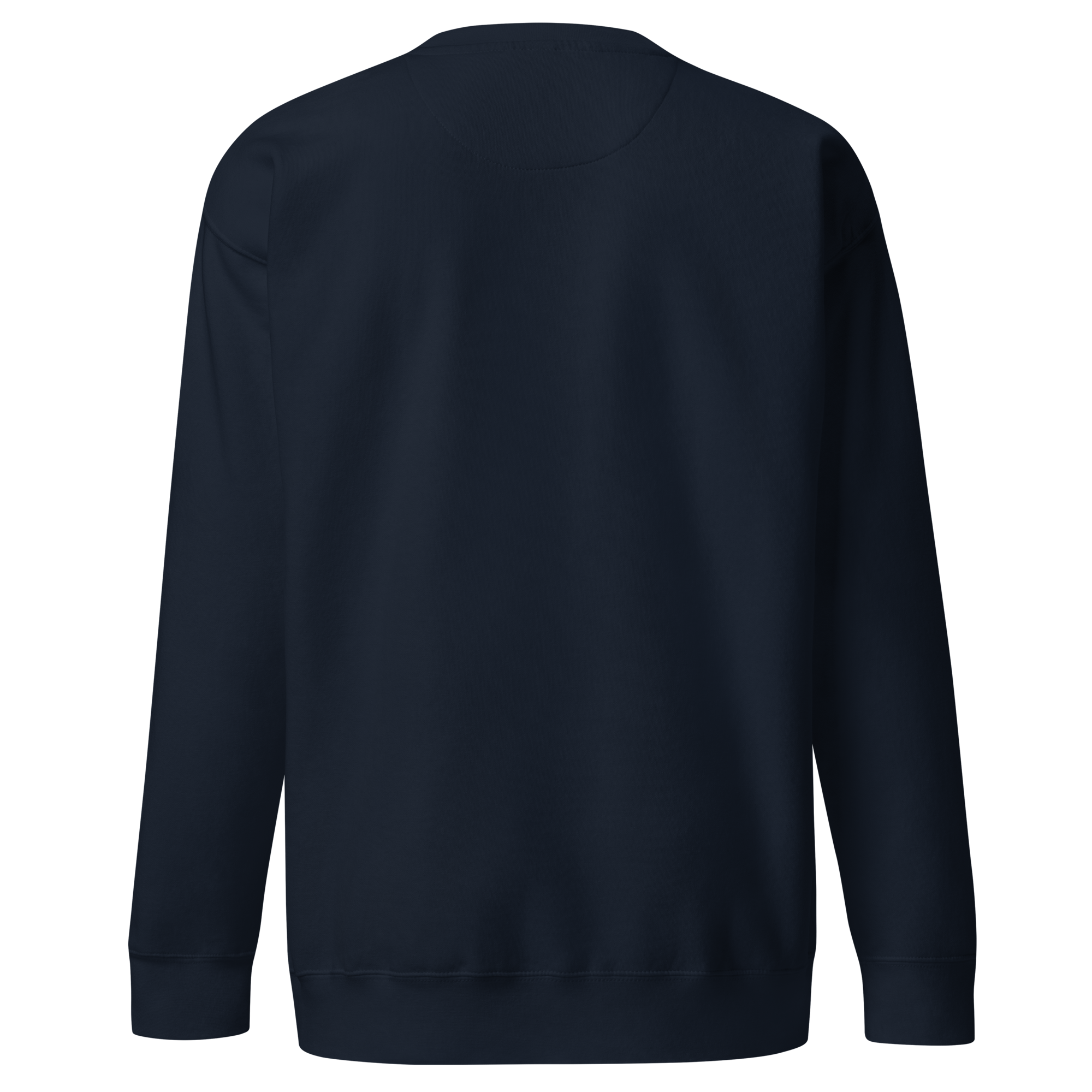 Navy premium sweatshirt with embroidered logo, soft brushed interior, and minimal streetwear design.