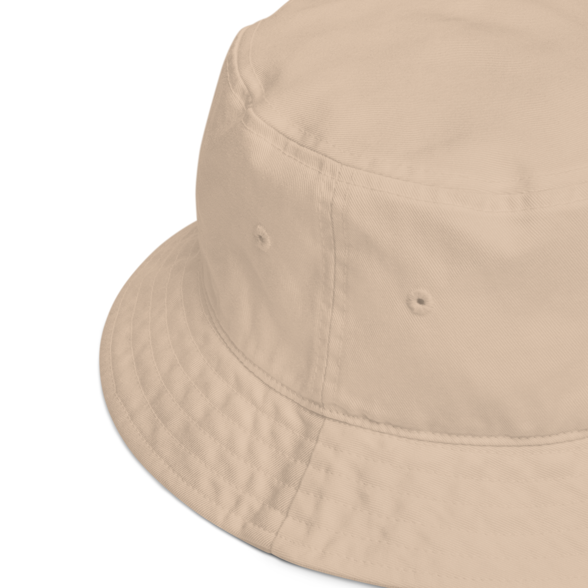 Organic cotton bucket hat with embroidered logo, unisex, classic wide brim, casual and sustainable accessory