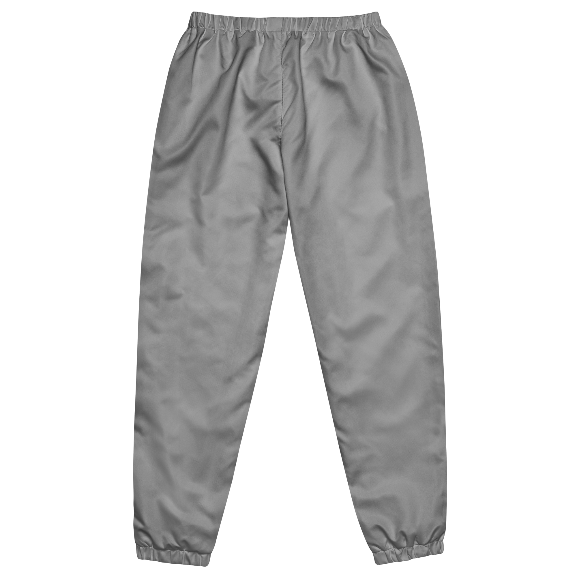 Unisex track pants in Grey with elastic waistband, tapered leg, and side pockets. Comfortable fit for streetwear and casual wear.
