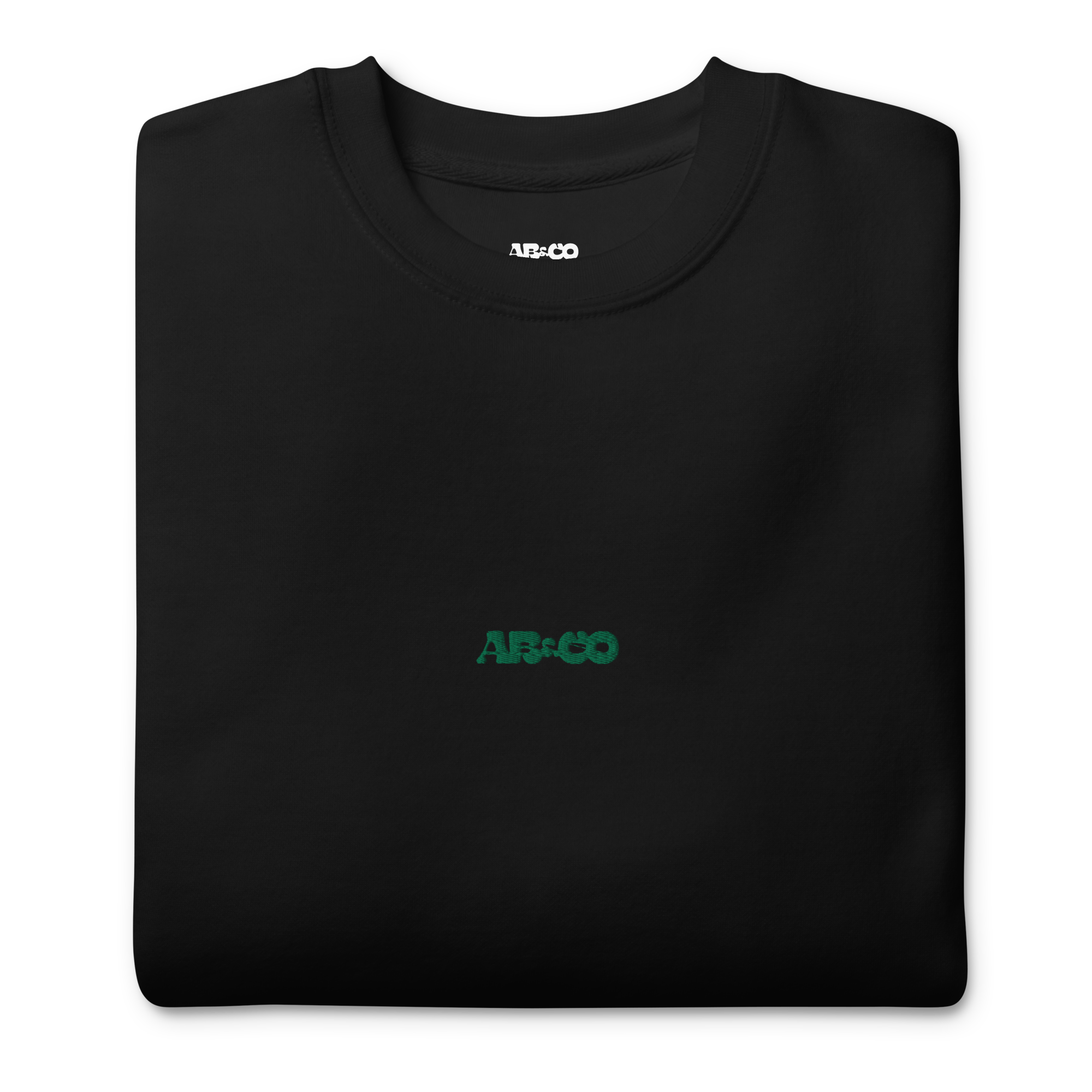 Black premium sweatshirt with embroidered logo, soft brushed interior, and relaxed streetwear fit.