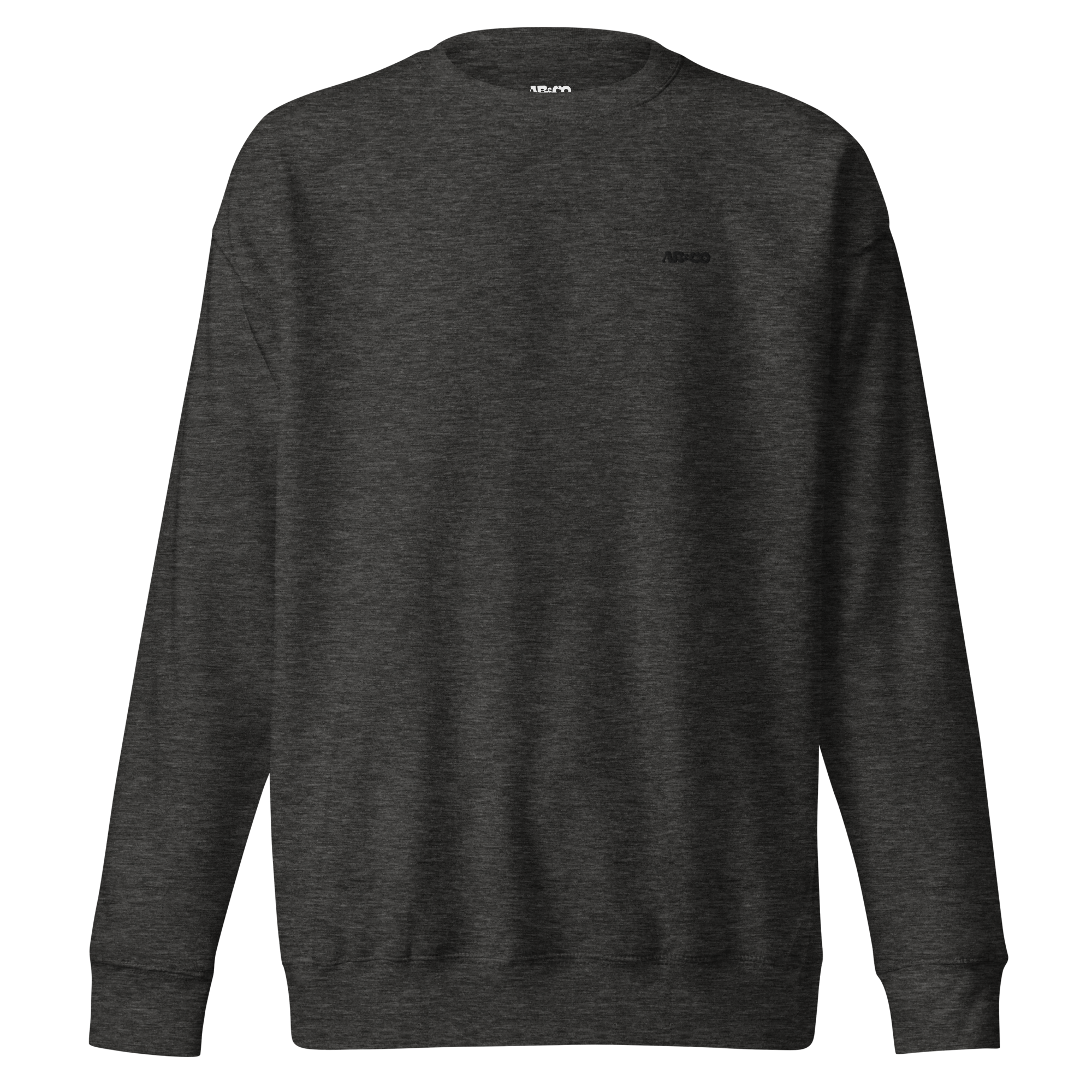 Charcoal embroidered hoodie with soft interior, structured fit, and minimal streetwear design.