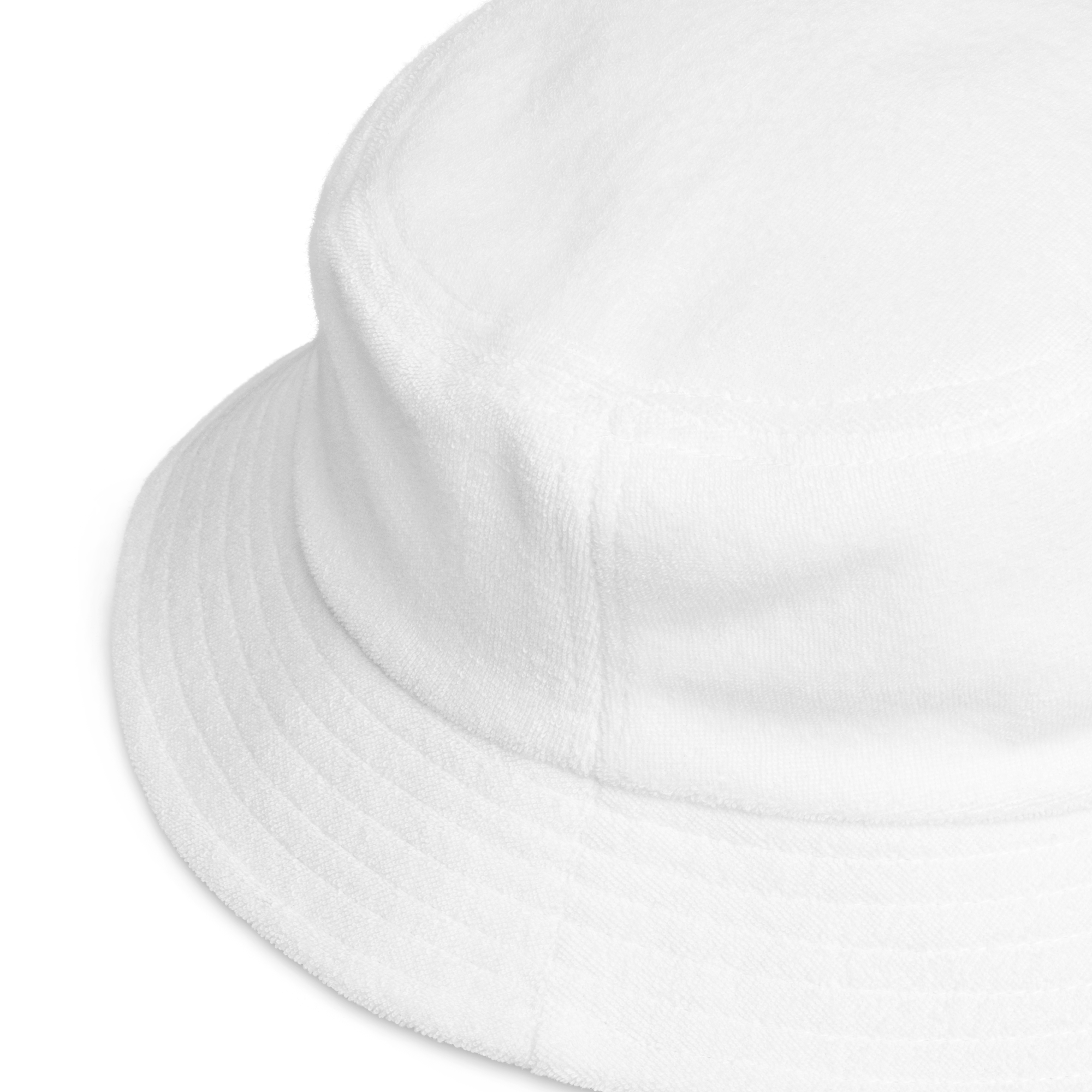 Unstructured bucket hat in White with embroidered logo, lightweight cotton, and relaxed streetwear fit.