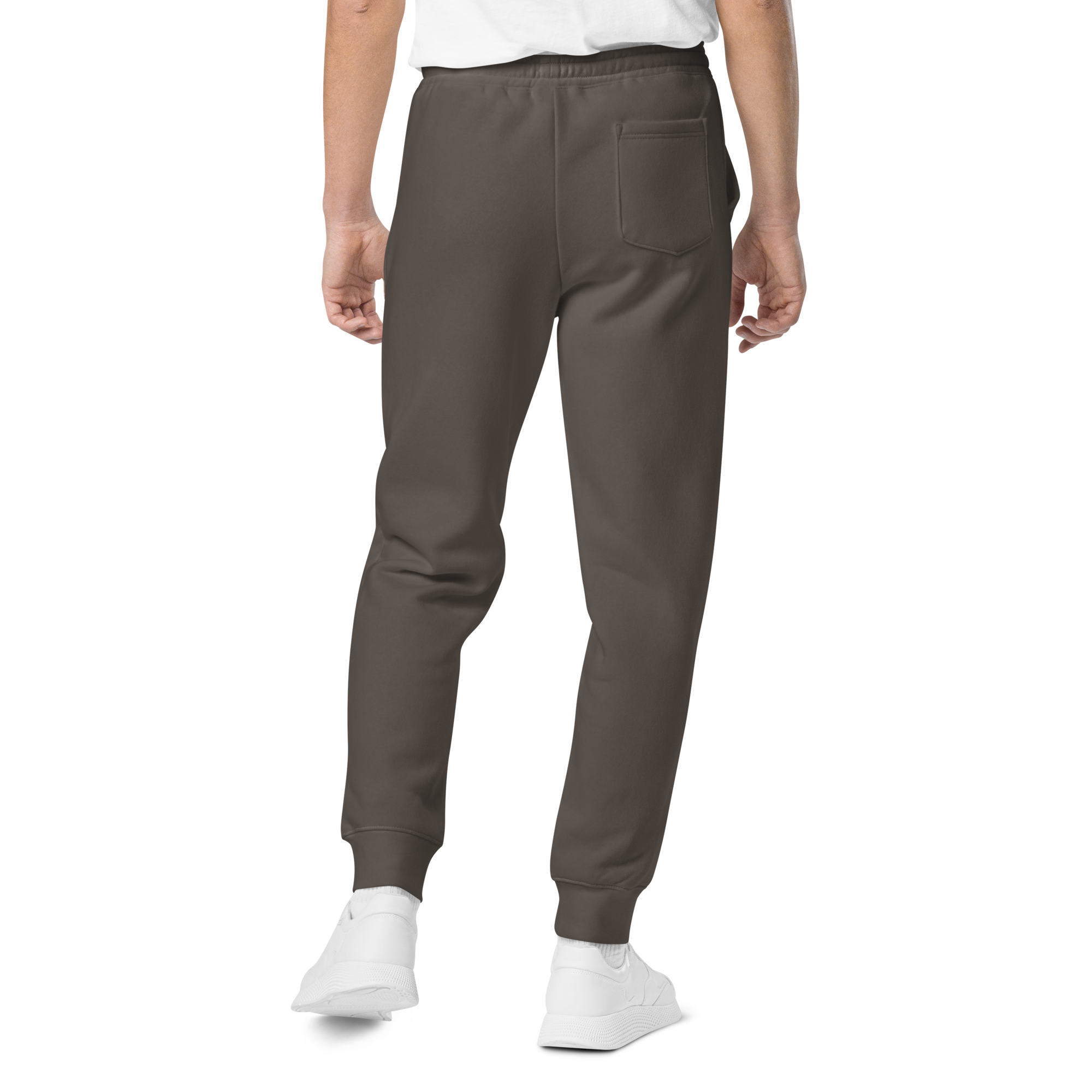 Pigment-dyed relaxed fit sweatpants in Brown with elastic waistband and cuffs, designed for streetwear and everyday comfort.